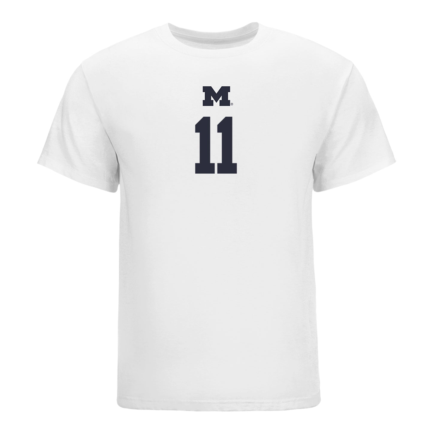 Michigan Wolverines Women's Volleyball Student Athlete T-Shirt #11 Amalia Simmons In White - Front View