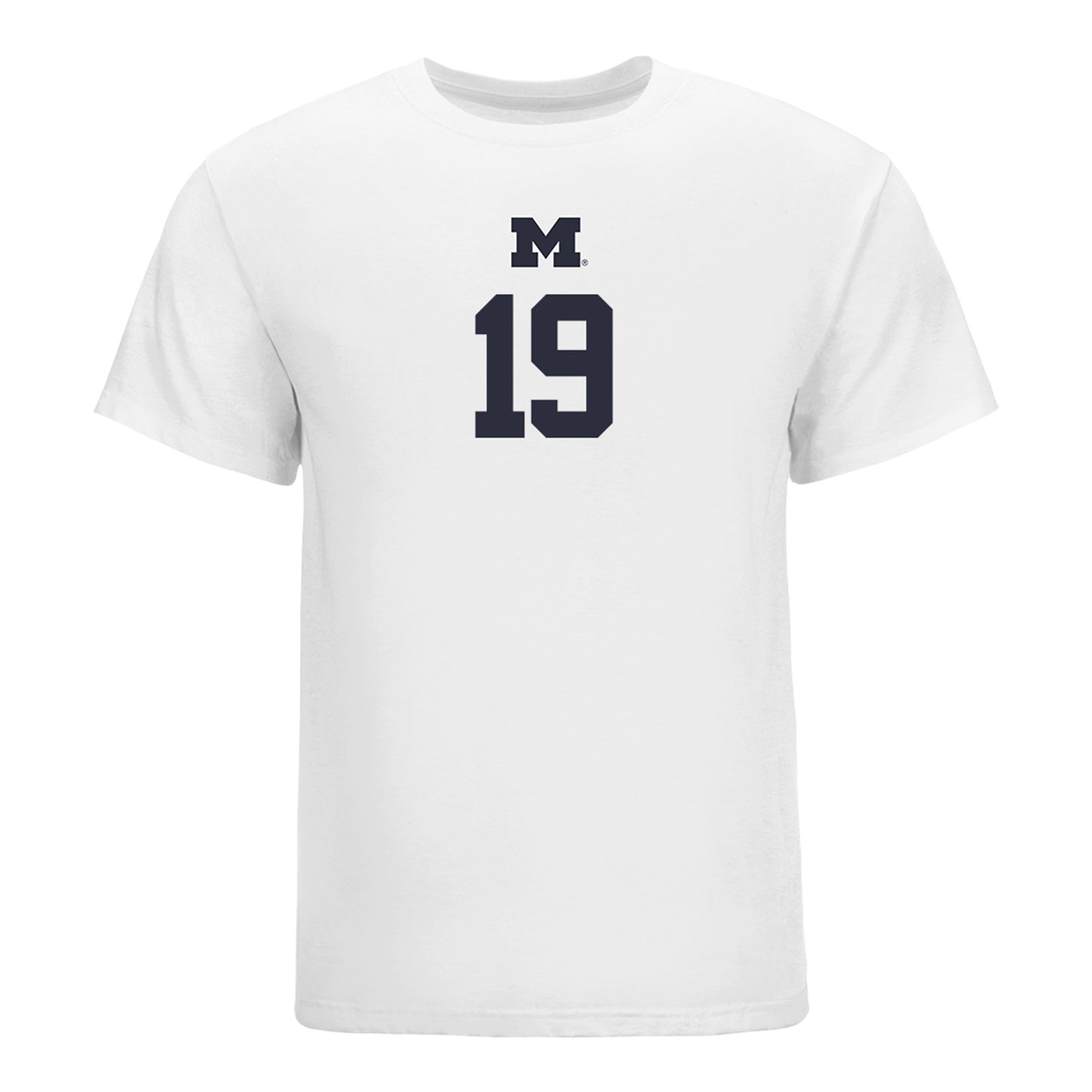 Michigan Wolverines Women's Volleyball Student Athlete T-Shirt #19 Maddi Cuchran In White - Front View
