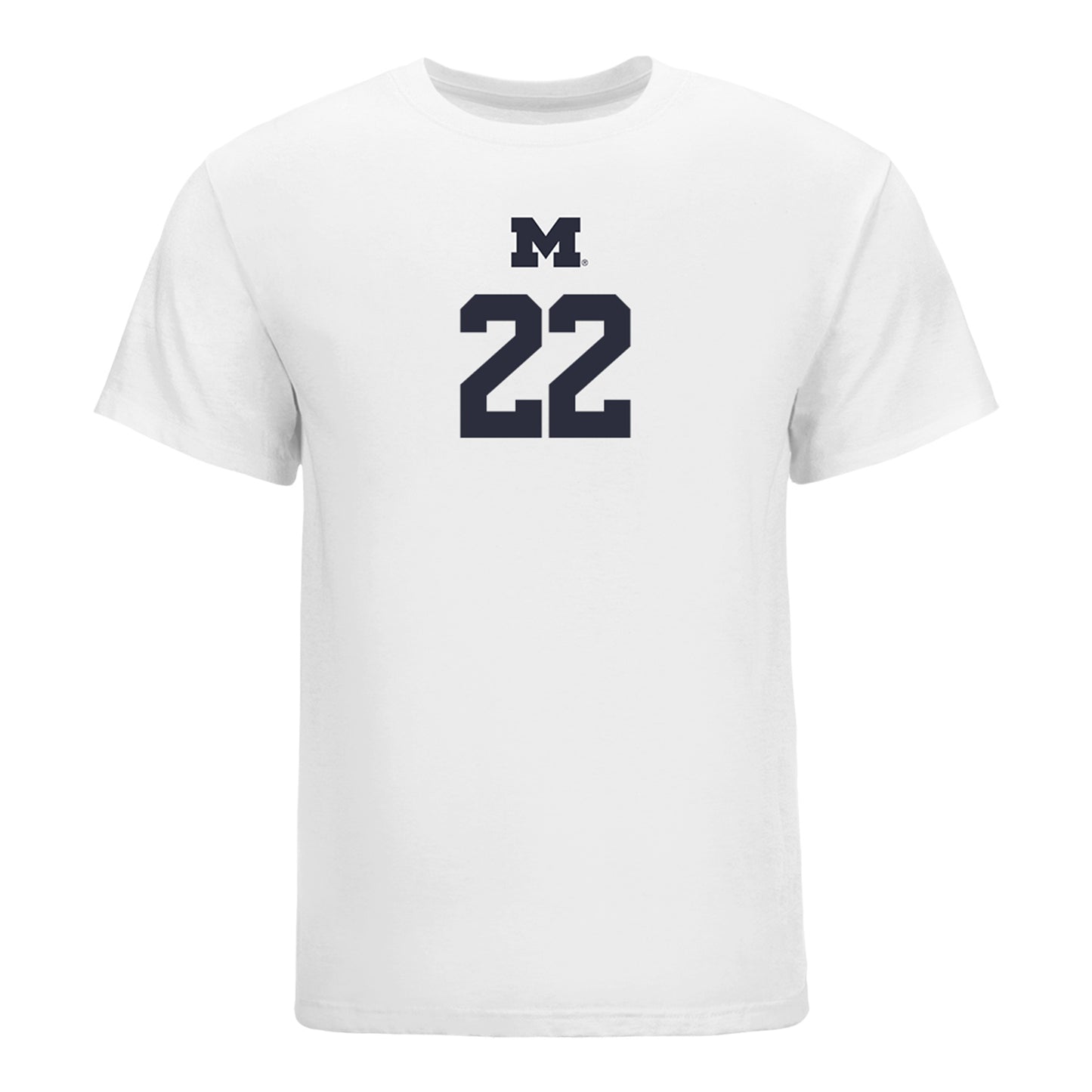 Michigan Wolverines Women's Volleyball Student Athlete T-Shirt #22 Sydney Schnichels In White - Front View