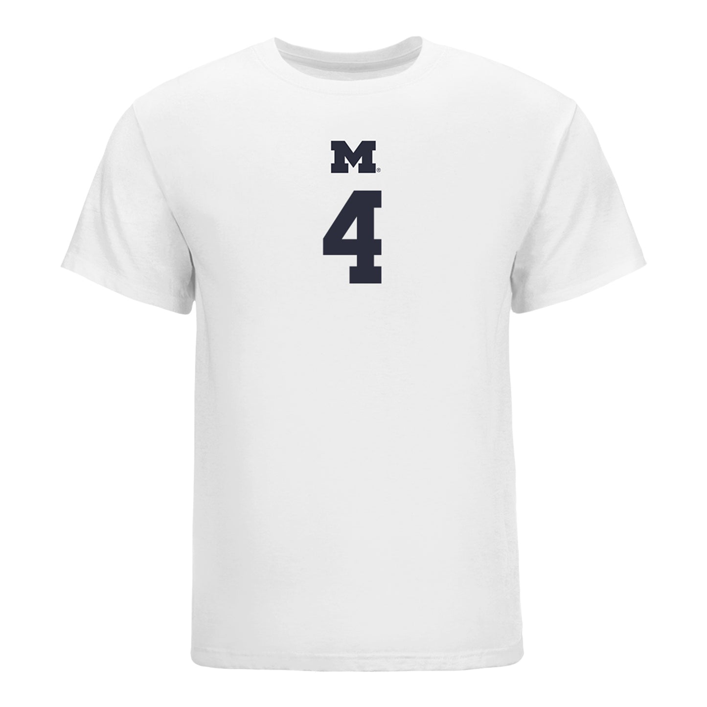 Michigan Wolverines Women's Volleyball Student Athlete T-Shirt #4 Ece Senyapici In White - Front View