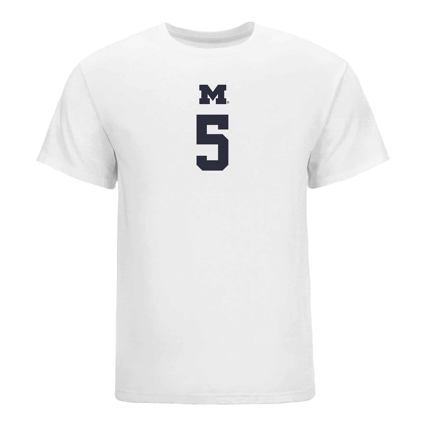 Michigan Wolverines Women's Volleyball Student Athlete T-Shirt #5 Lydia Johnson In White - Front View