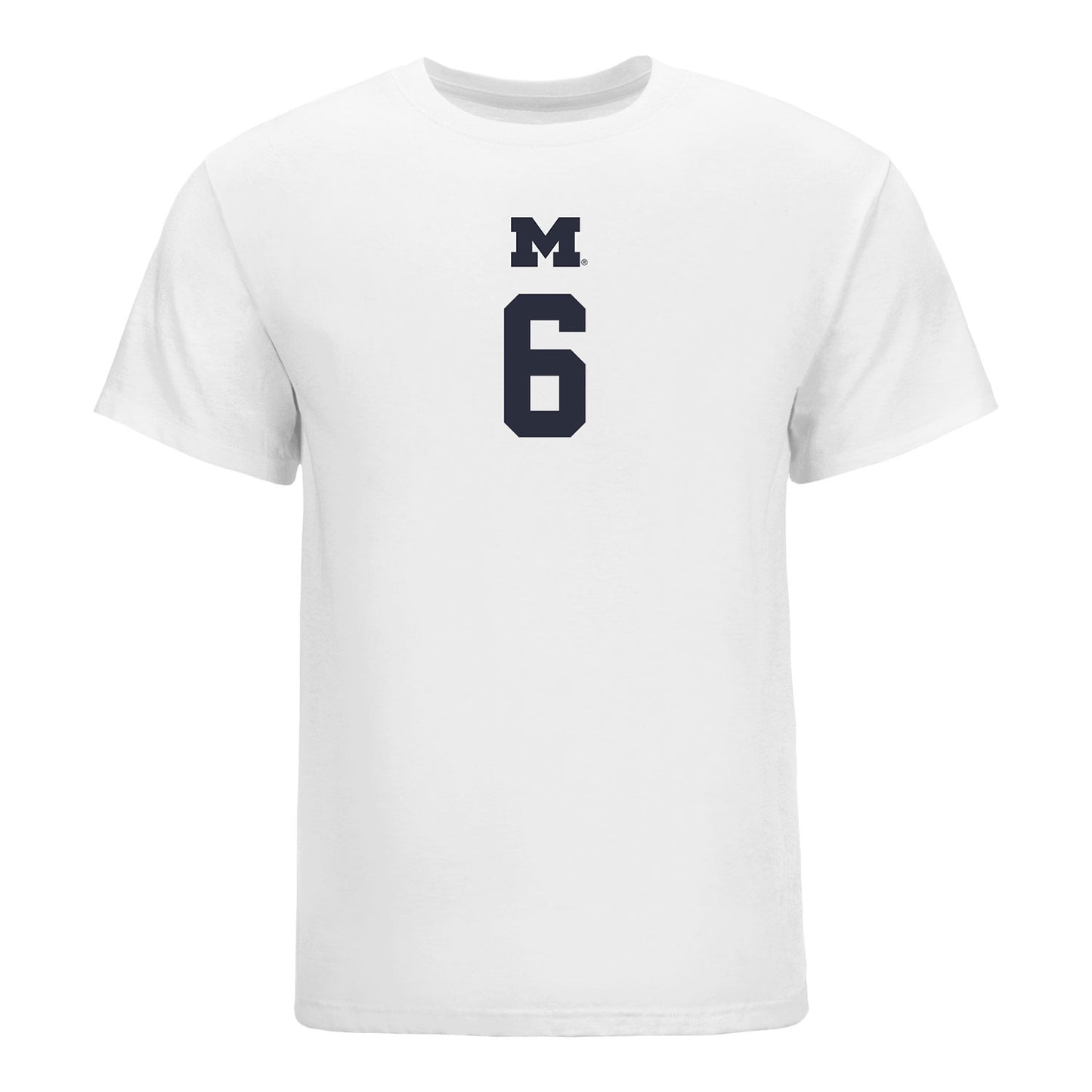 Michigan Wolverines Women's Volleyball Student Athlete T-Shirt #6 Ellie White In White - Front View