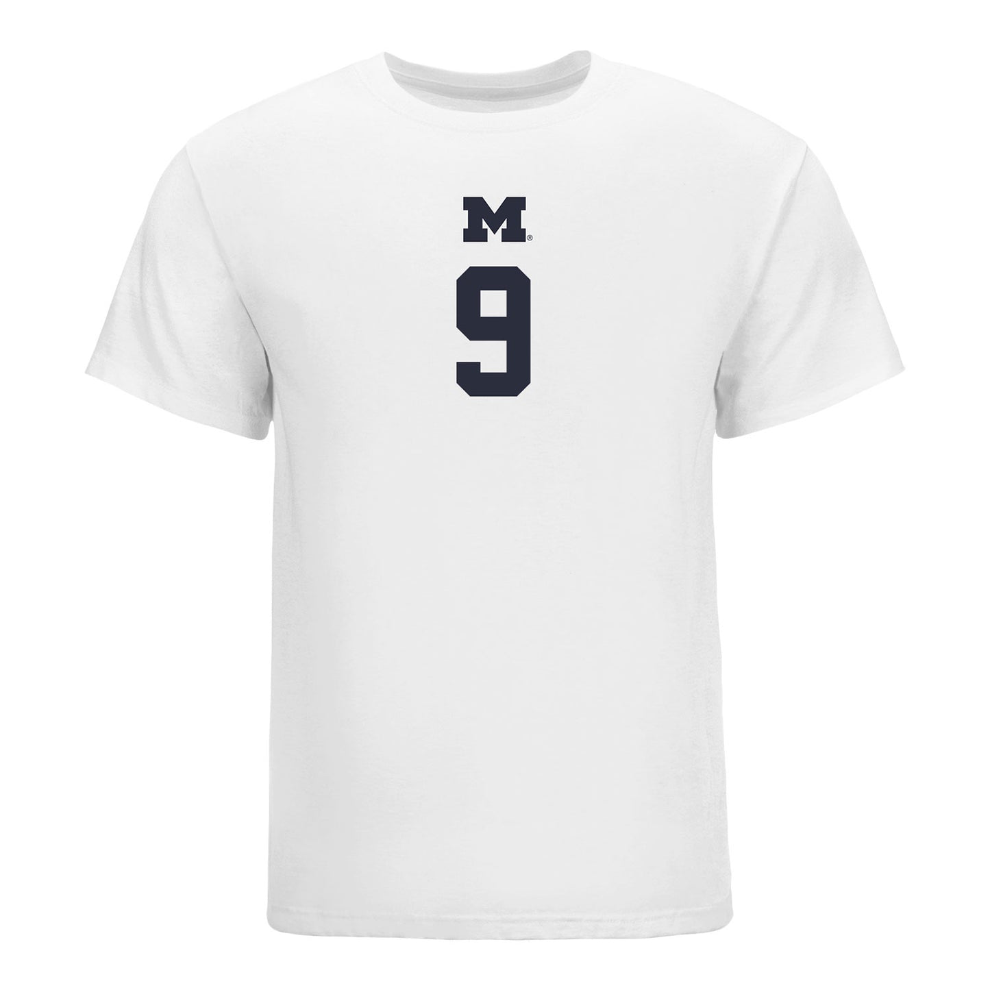 Michigan Wolverines Women's Volleyball Student Athlete T-Shirt #9 Ella Demetrician In White - Front View