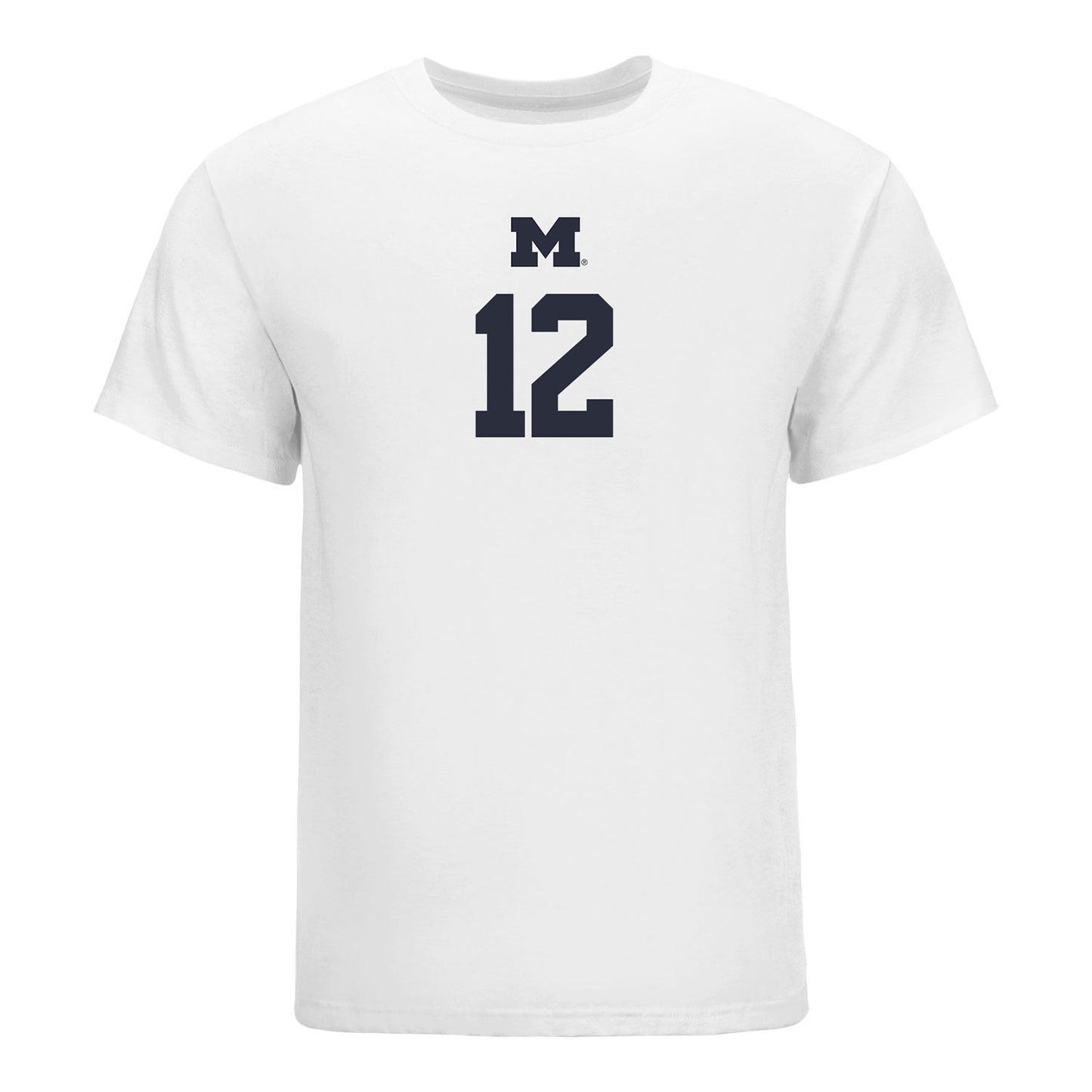 Michigan Wolverines Women's Volleyball Student Athlete T-Shirt #12 Jenna Hanes In White - Front View