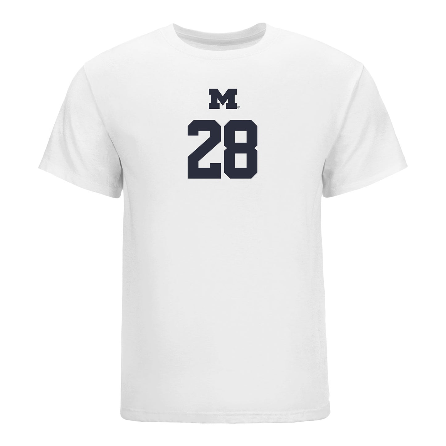 Michigan Wolverines Women's Volleyball Student Athlete T-Shirt #28 Trixie McMillin In White - Front View