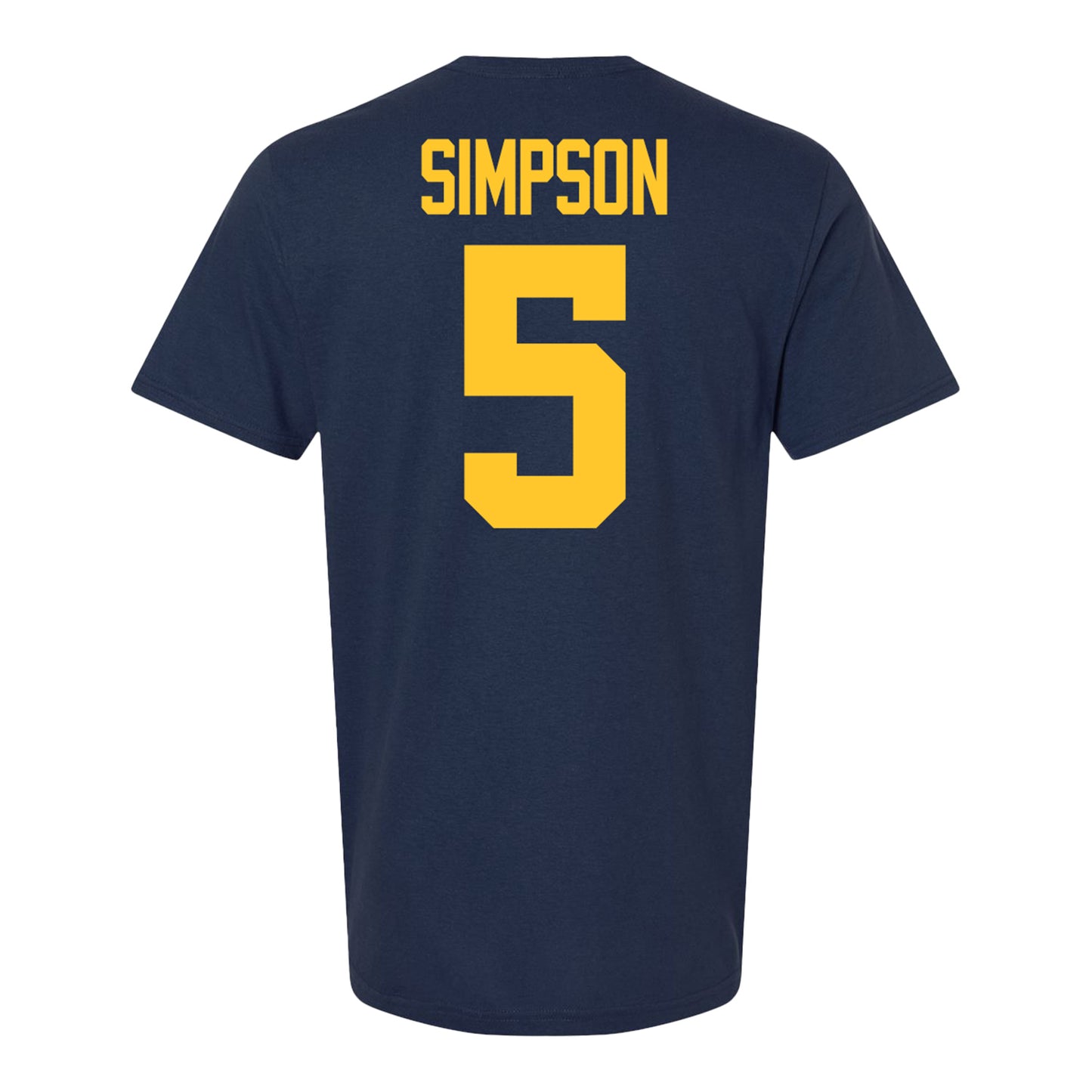 Michigan Wolverines #5 Anthony Simpson Student Athlete Blue Football T-Shirt - Back View