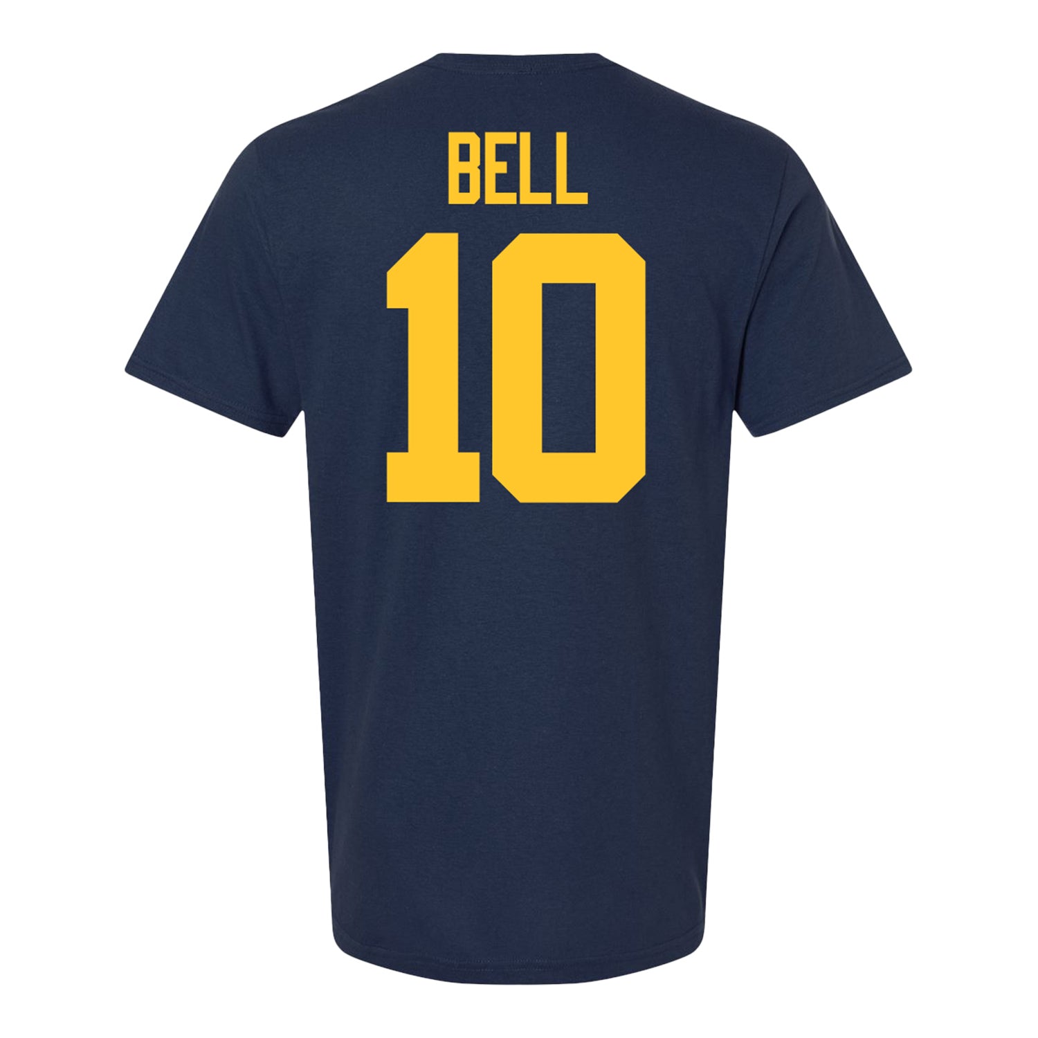 Michigan Wolverines #10 Kendrick Bell Student Athlete Blue Football T-Shirt - Back View
