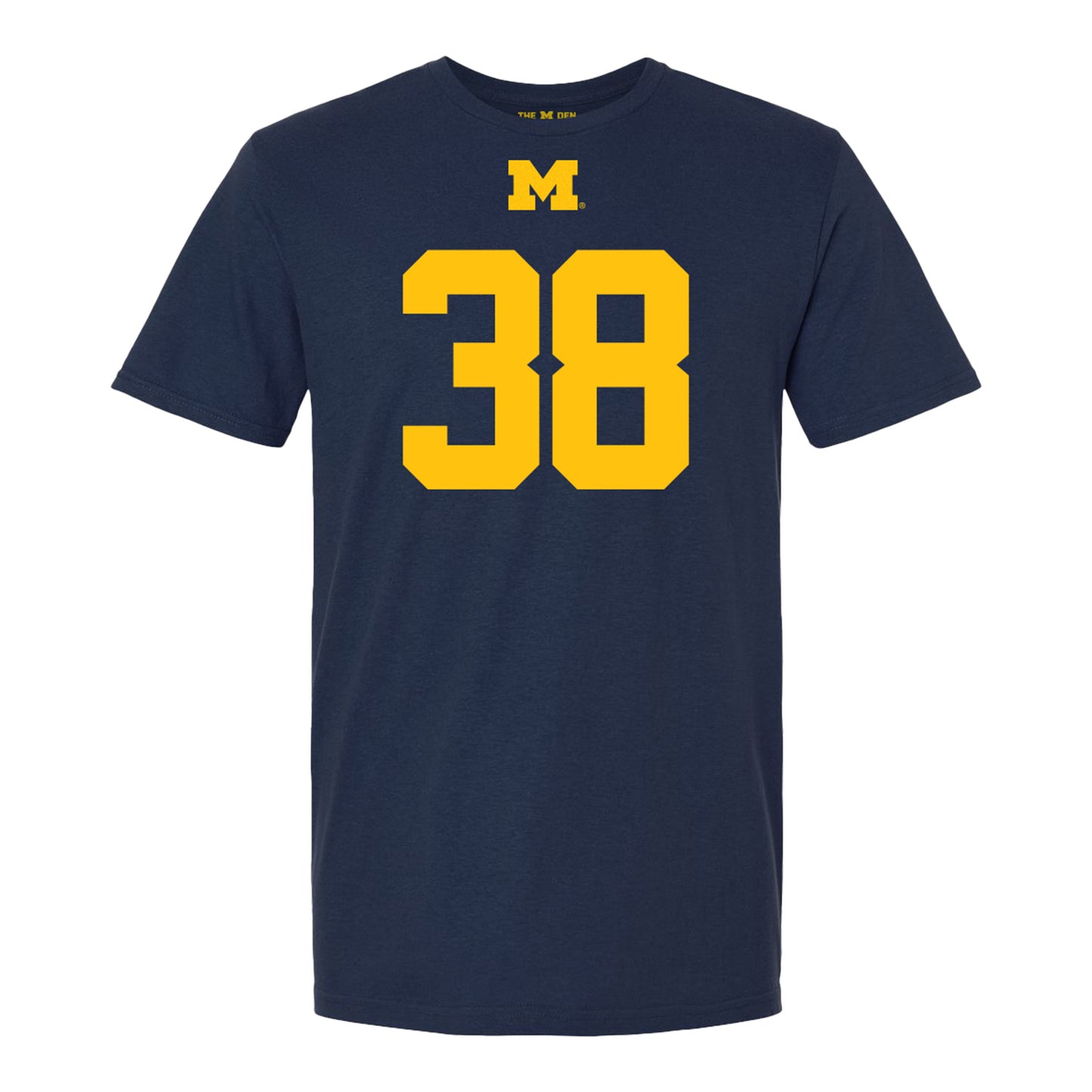 Michigan Wolverines #38 Bryce Wilcox Student Athlete Blue Football T-Shirt - Front View