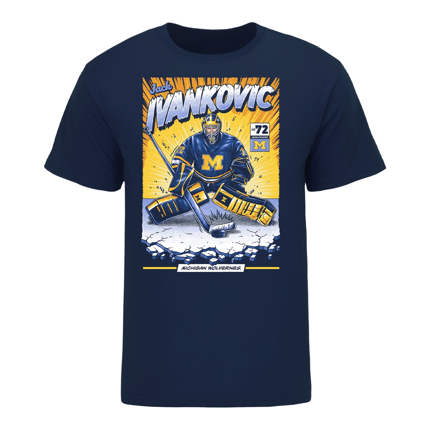 Michigan Wolverines #72 Jack Ivankovic Student Athlete Comic T-Shirt