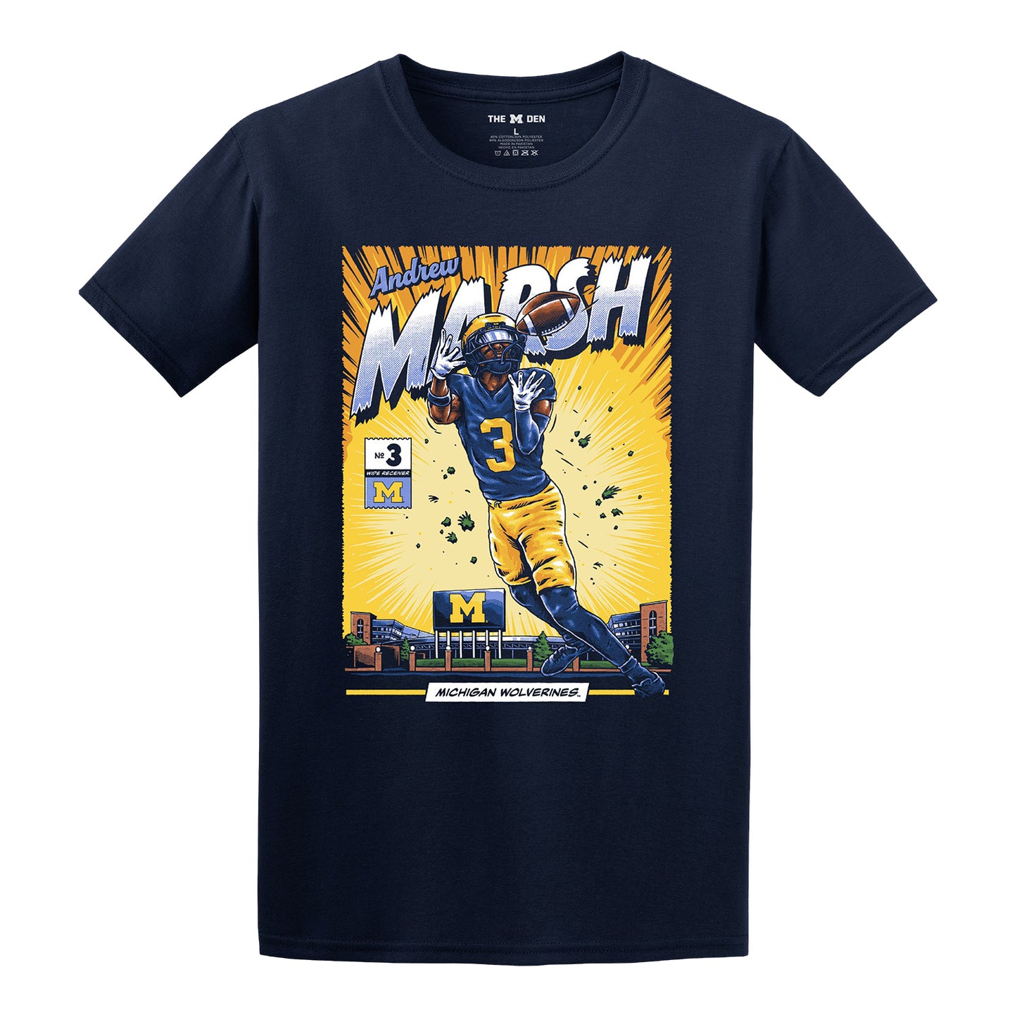 Michigan Wolverines #3 Andrew Marsh Student Athlete Comic T-Shirt