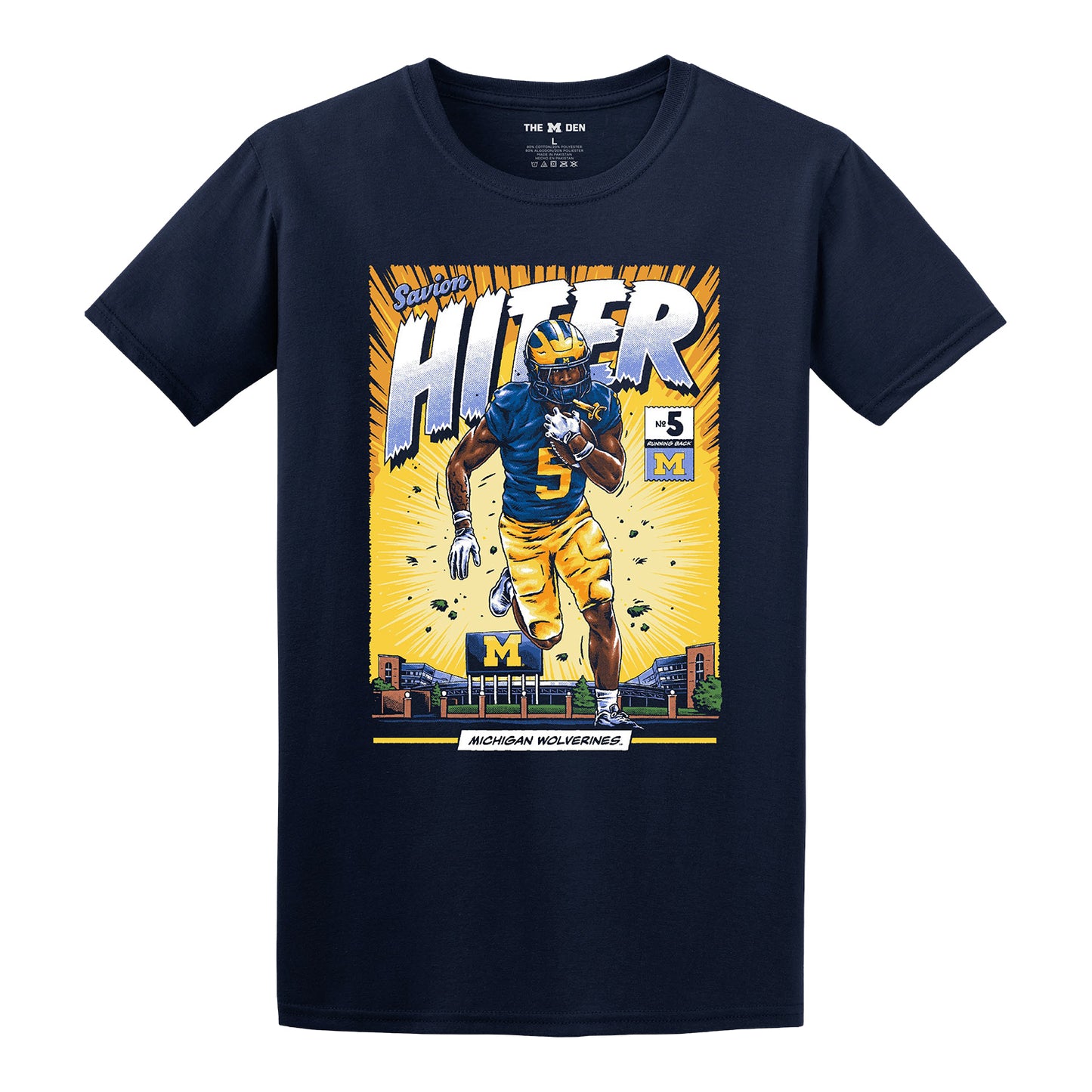 Michigan Wolverines #5 Savion Hiter Student Athlete Comic T-Shirt