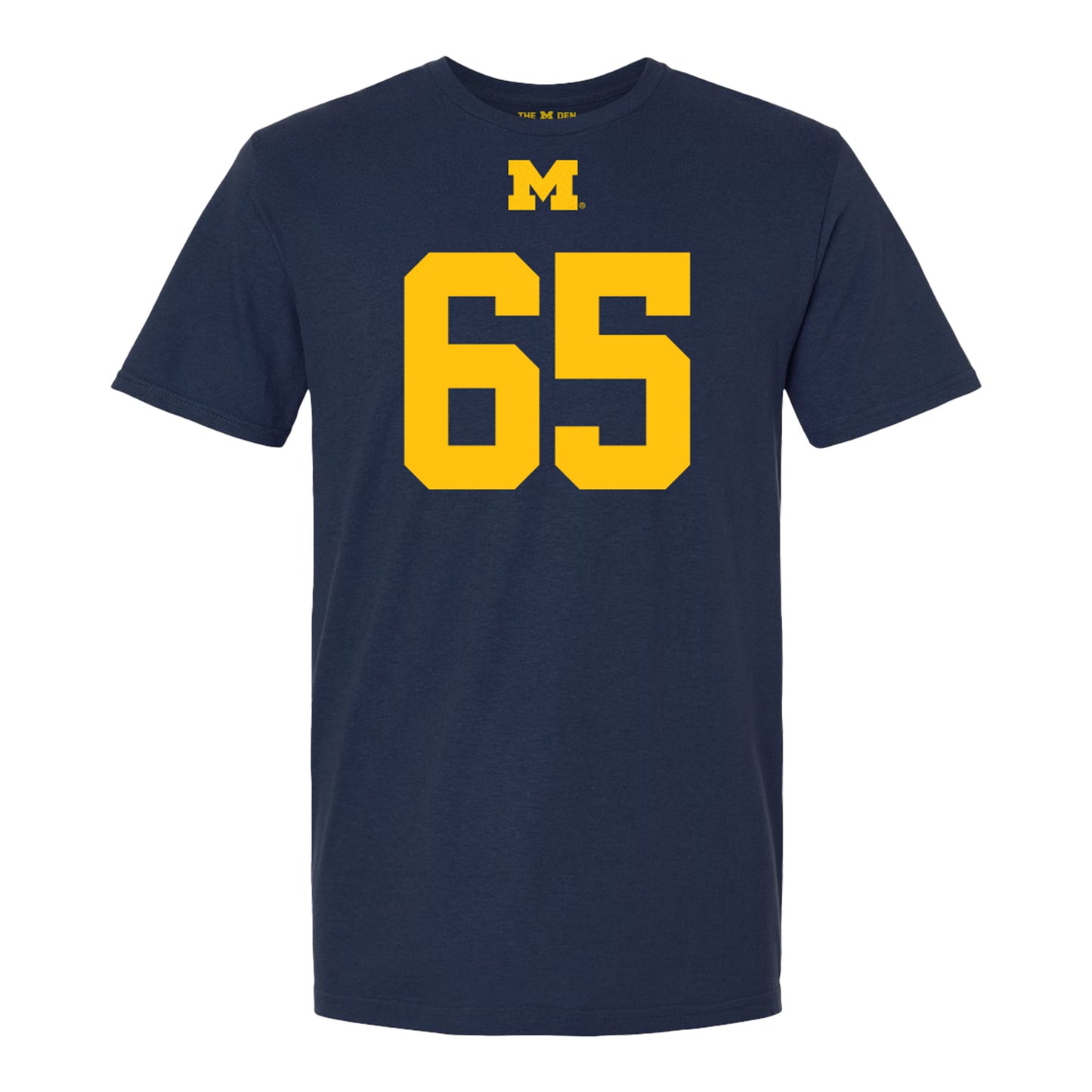 Michigan Wolverines #65 Andrew Babaola Student Athlete Blue Football T-Shirt - Front View