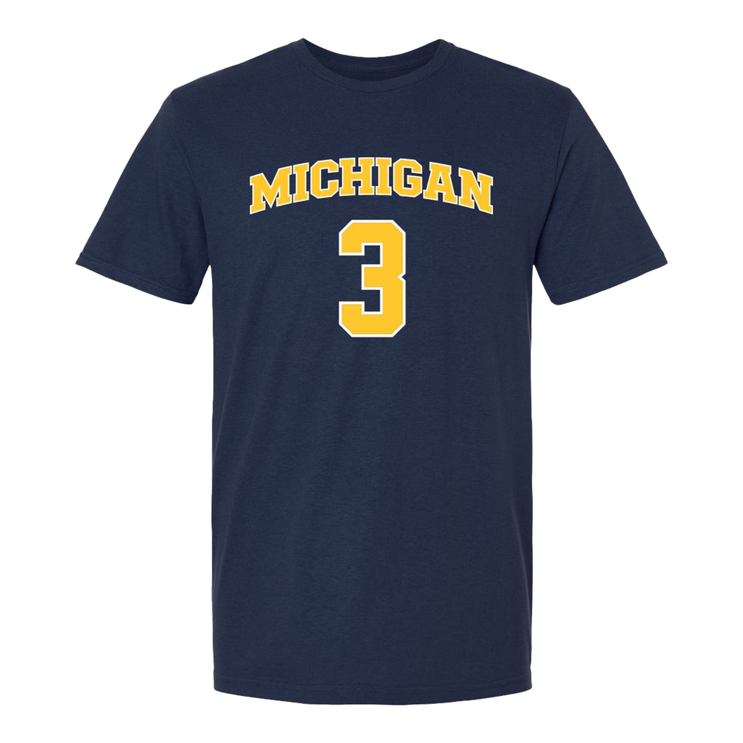 Michigan Wolverines Men's Basketball Student Athlete #3 Elliot Cadeau T-Shirt - Front View