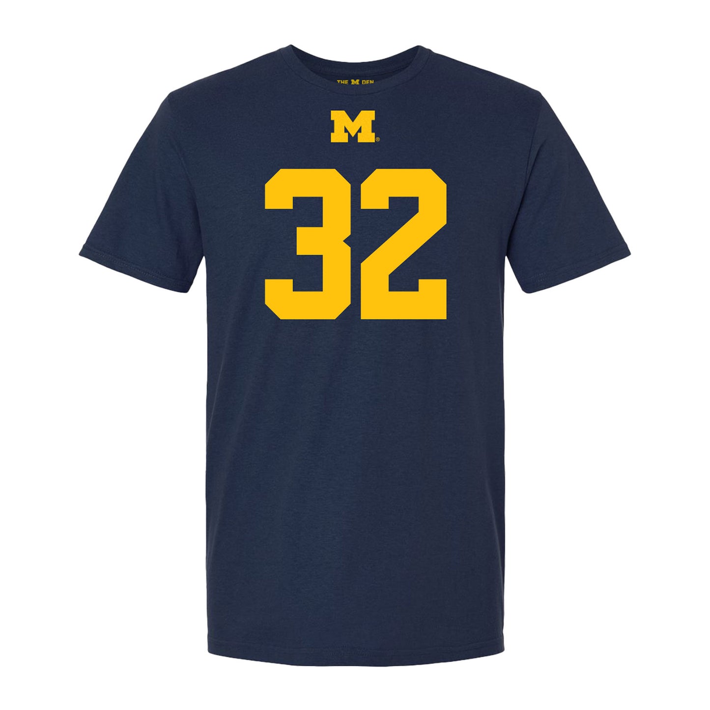 Michigan Wolverines #32 John Volker Student Athlete Blue Football T-Shirt In Blue - Front View