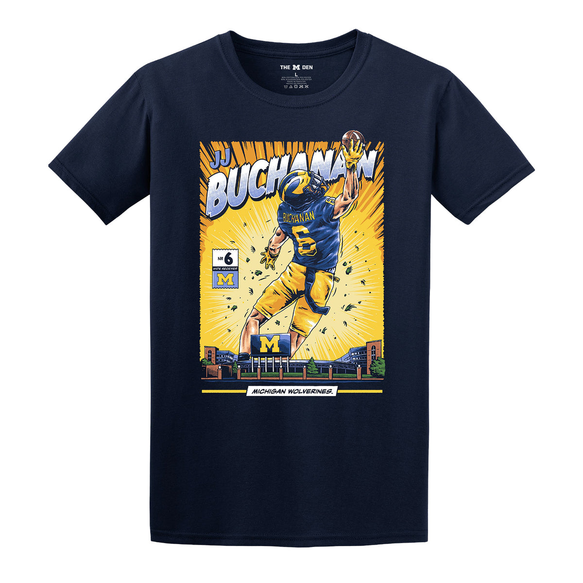 Michigan Wolverines #6 JJ Buchanan Student Athlete Comic T-Shirt