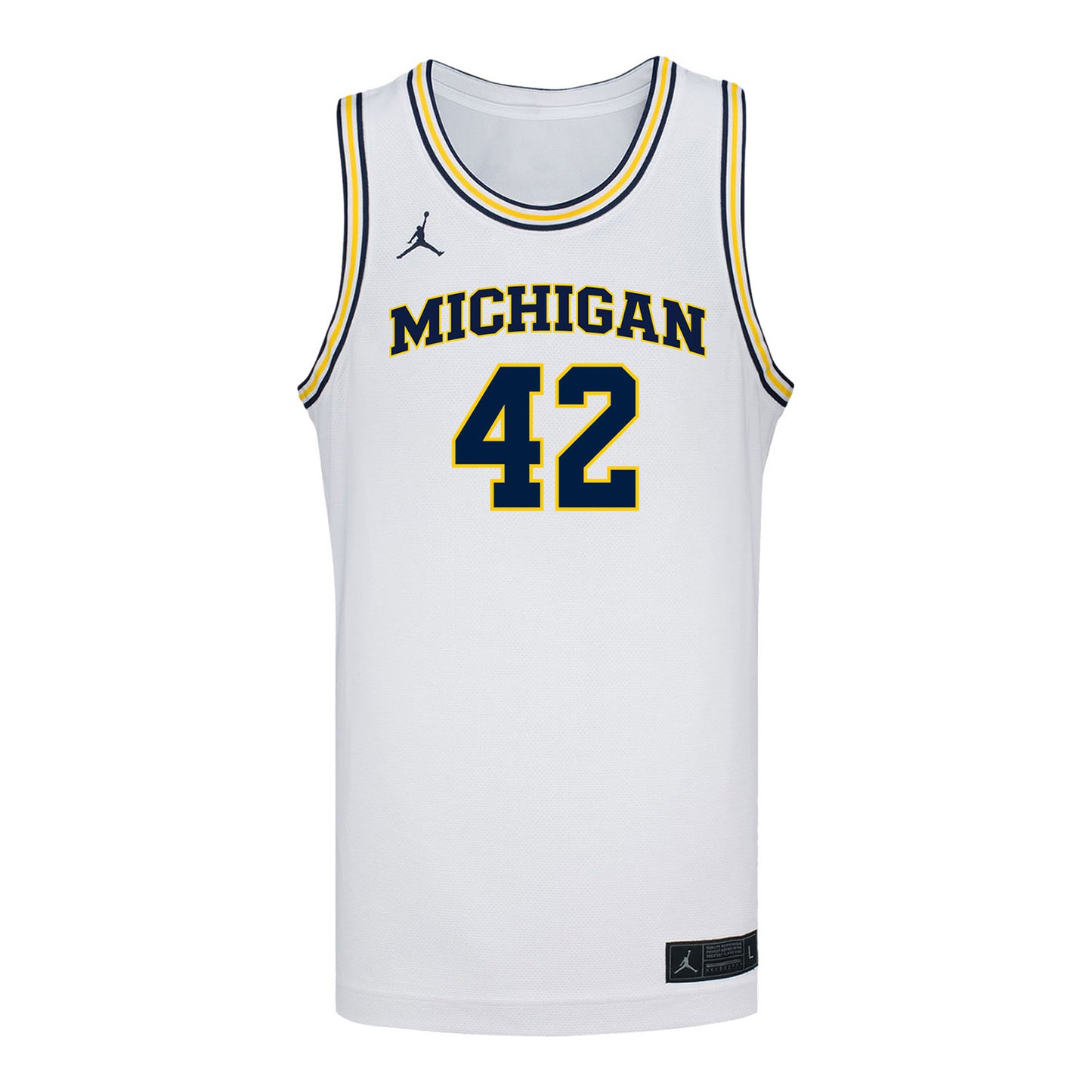 Michigan Wolverines #42 Will Tschetter Student Athlete White Basketball Jersey - Front View