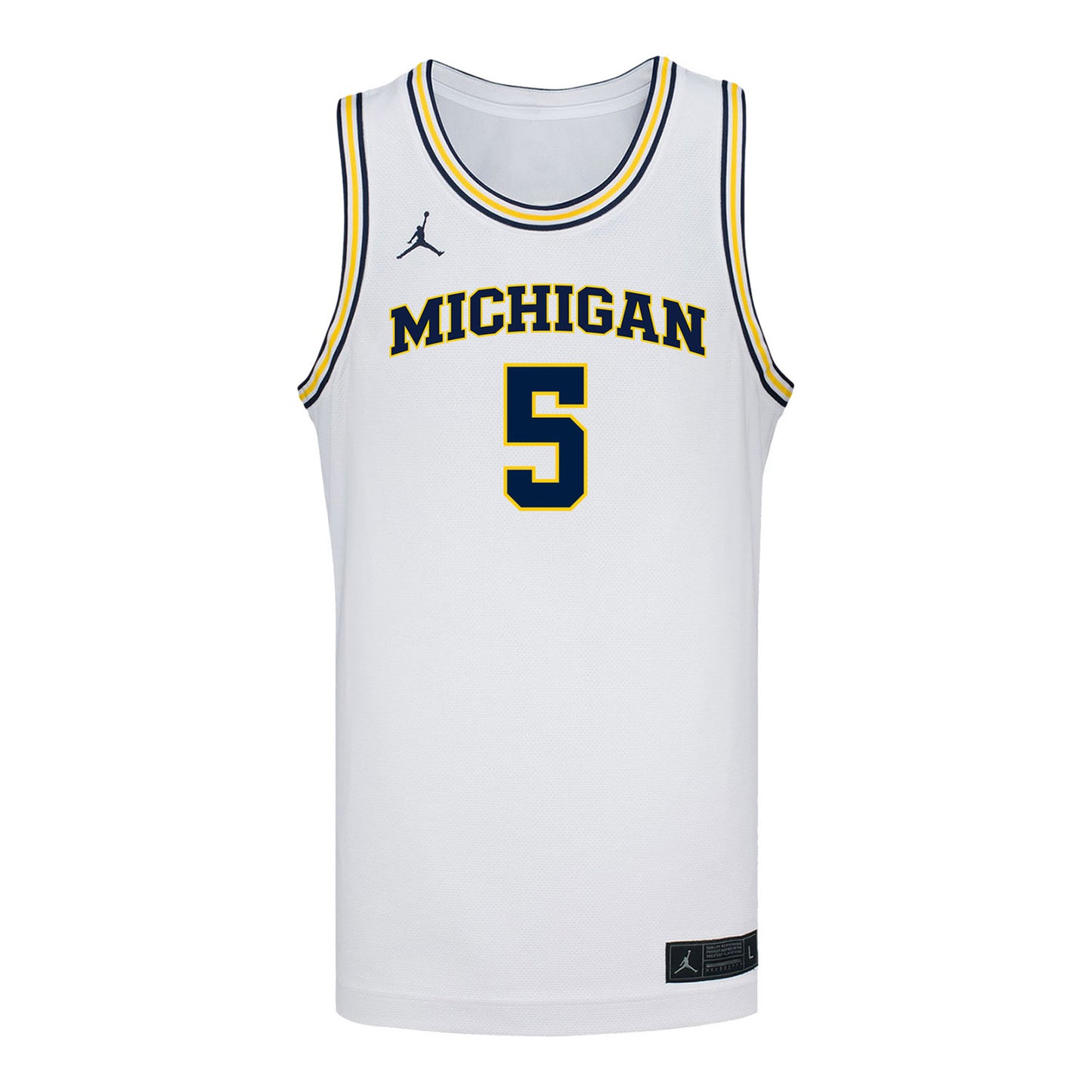 Michigan Wolverines #5 Brooke Daniels Student Athlete White Women's Basketball Jersey - Front View