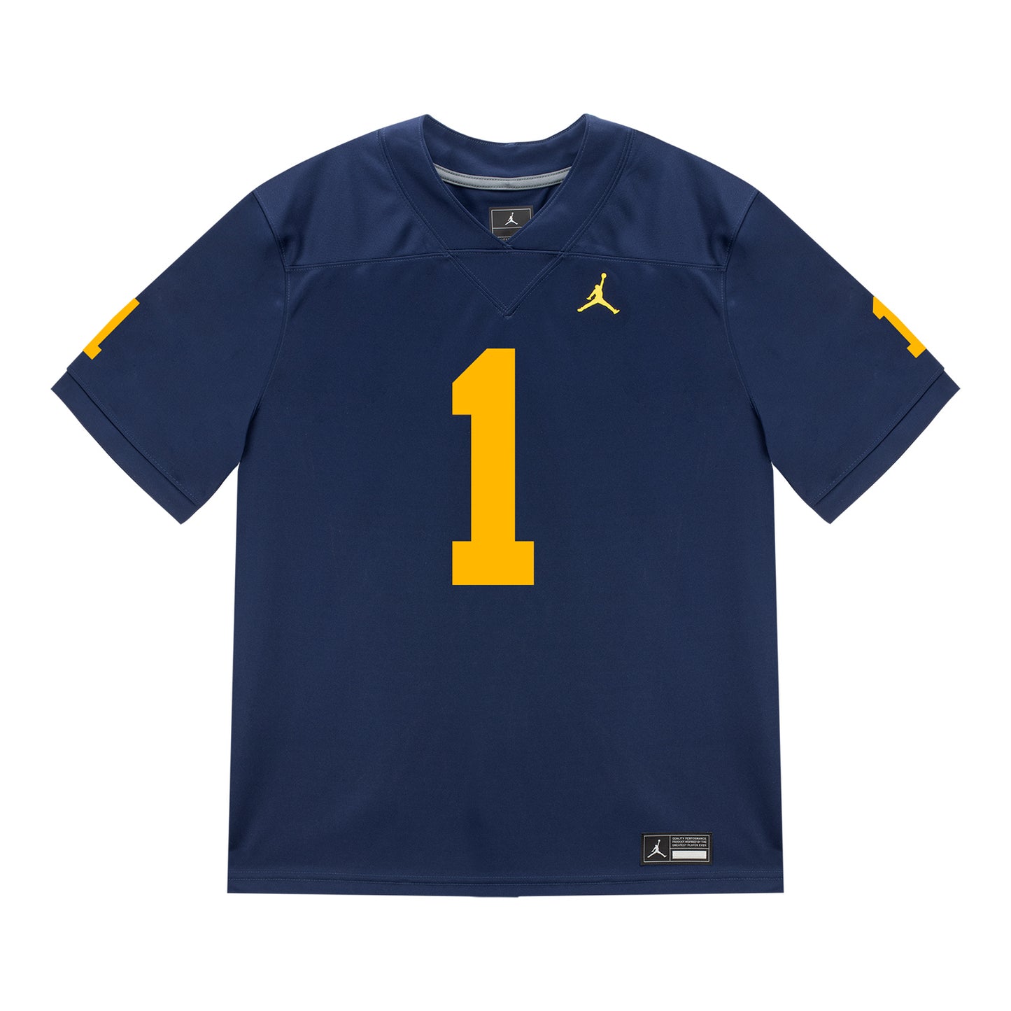 Michigan Wolverines #1 Jaishawn Barham Student Athlete Blue Football Jersey - Front View