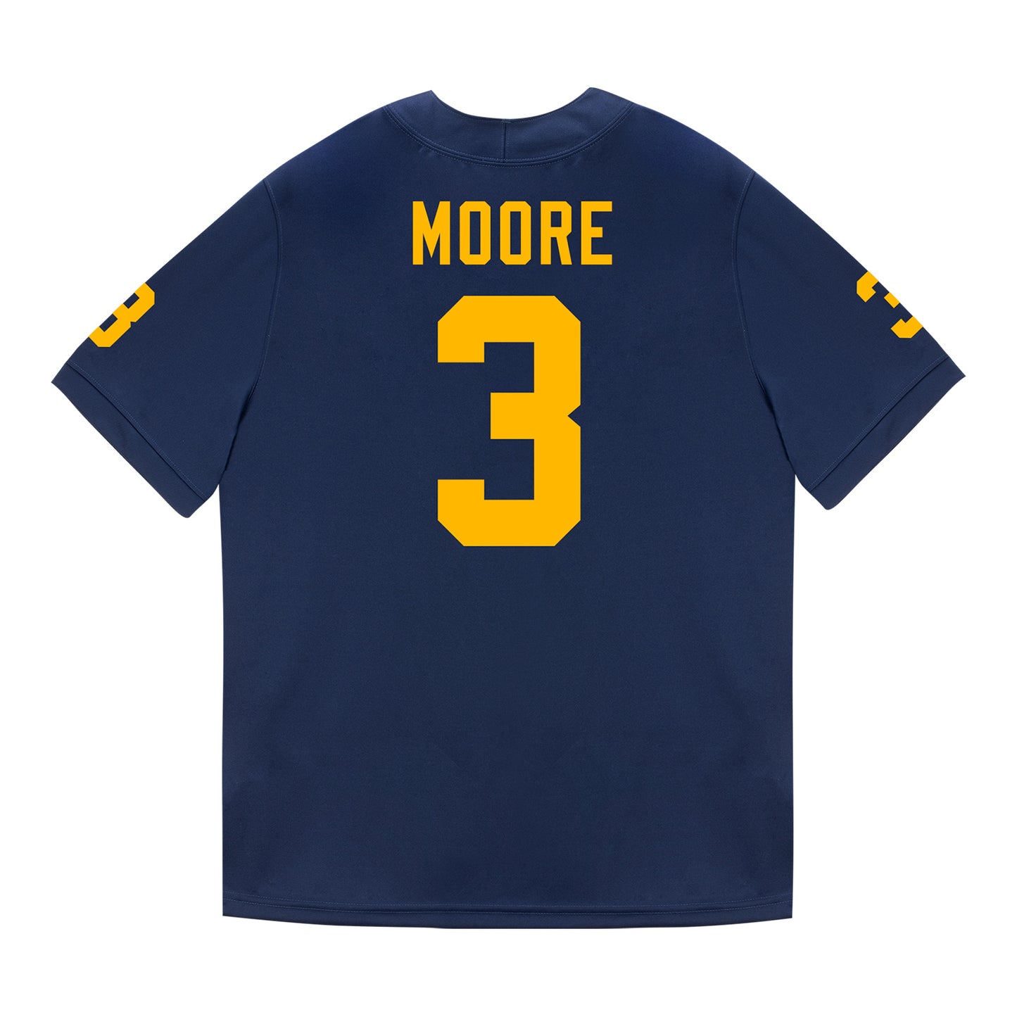 Michigan Wolverines #3 Fredrick Moore Student Athlete Blue Football Jersey - Back View
