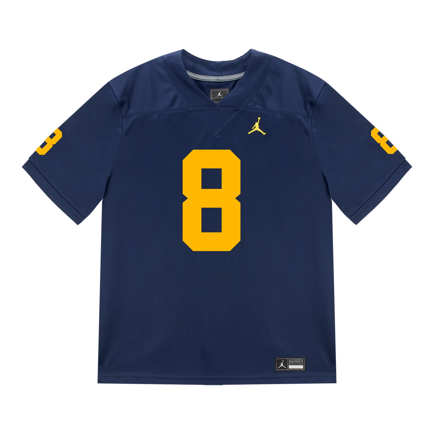 Michigan Wolverines #8 Derrick Moore Student Athlete Blue Football Jersey - Front View