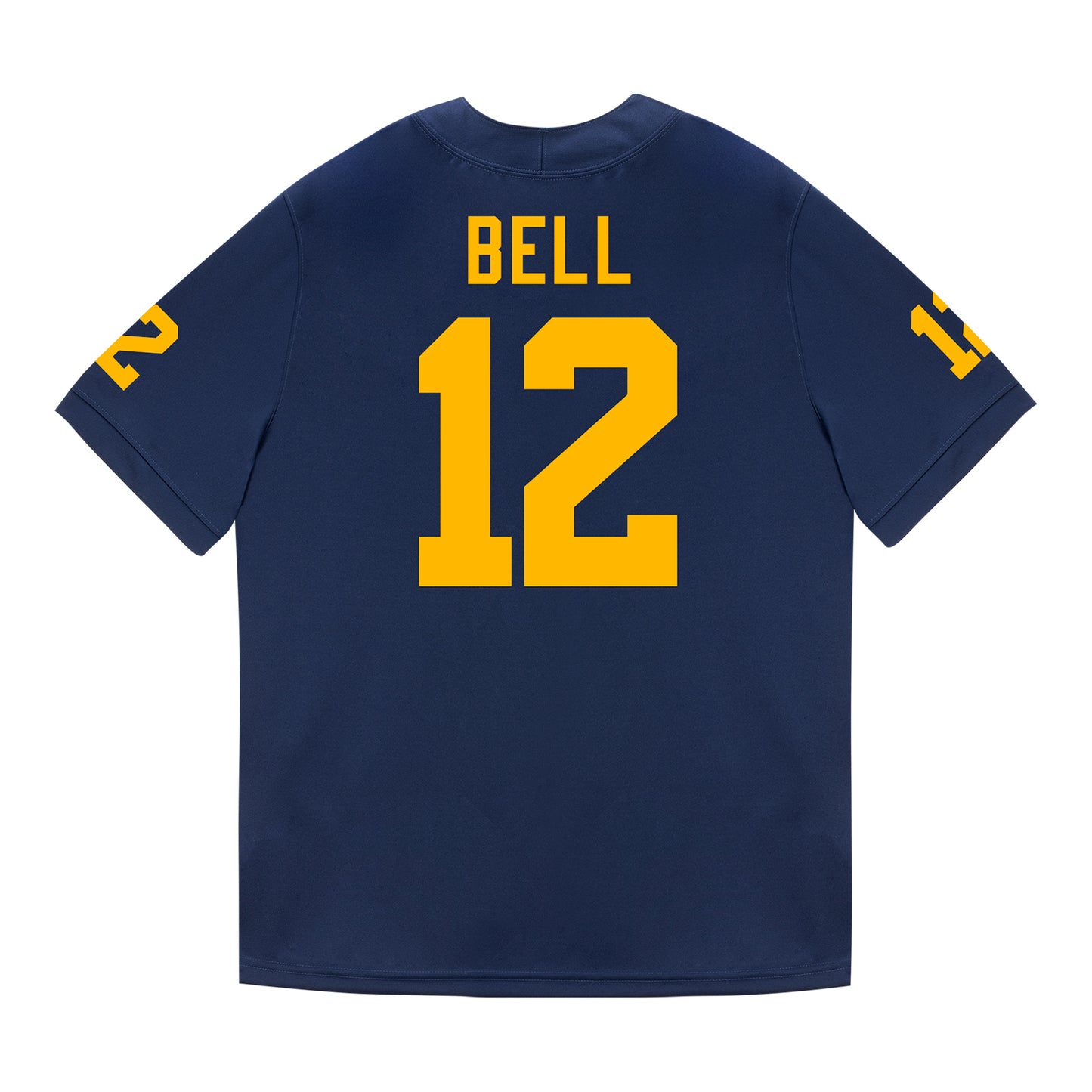 Michigan Wolverines #12 Kendrick Bell Student Athlete Blue Football Jersey - Back View