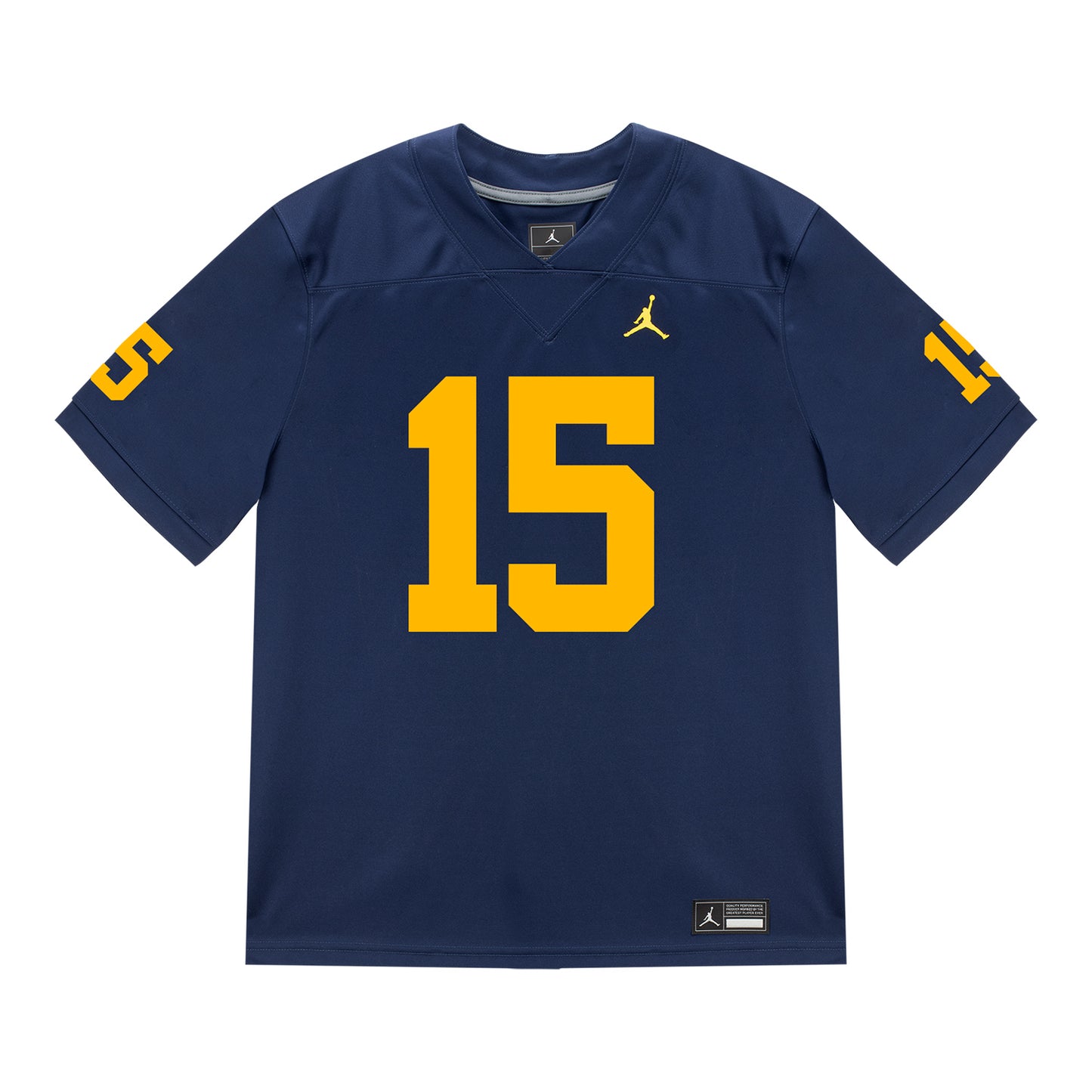 Michigan Wolverines #15 Ernest Hausmann Student Athlete Blue Football Jersey - Front View