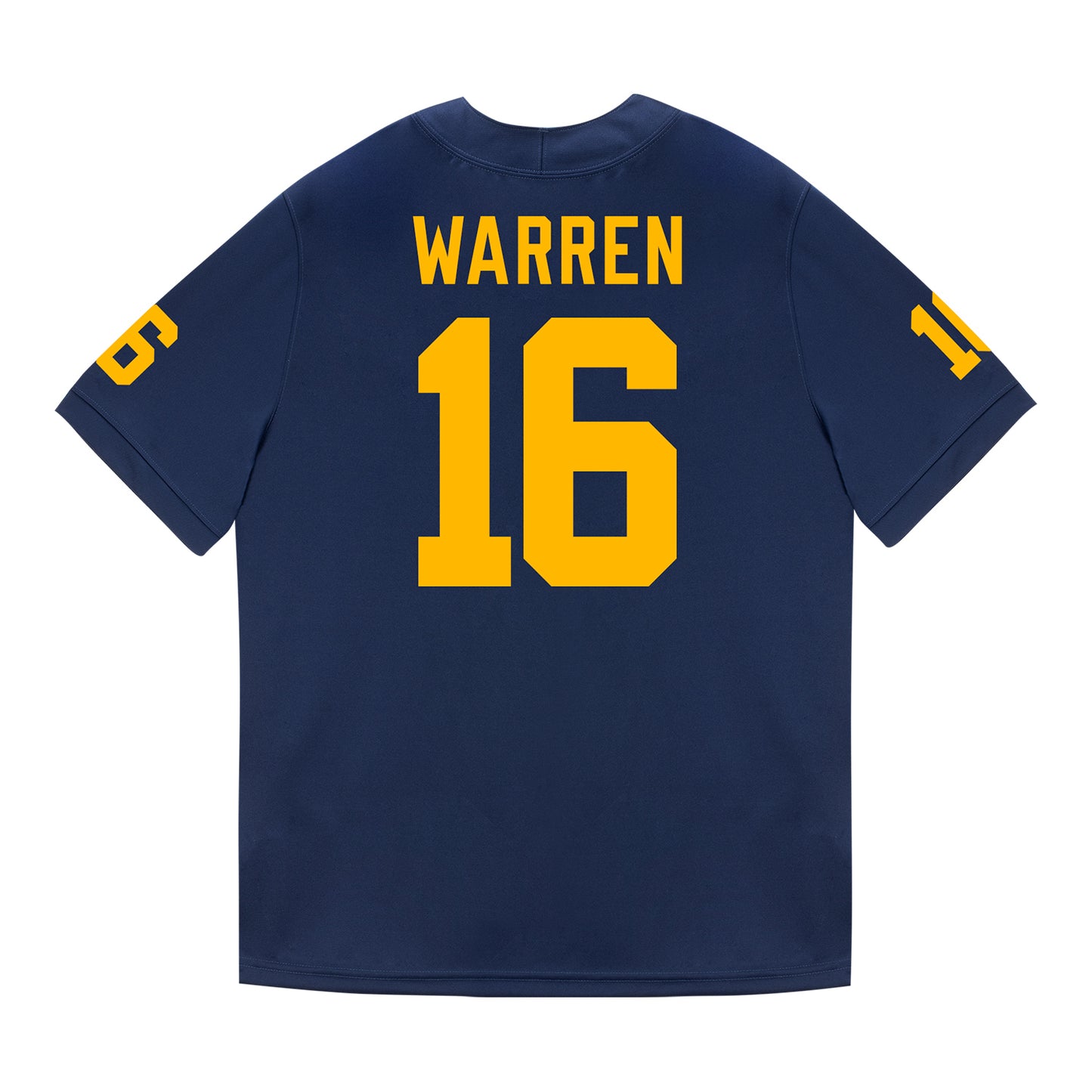 Michigan Wolverines #16 Davis Warren Student Athlete Blue Football Jersey - Back View