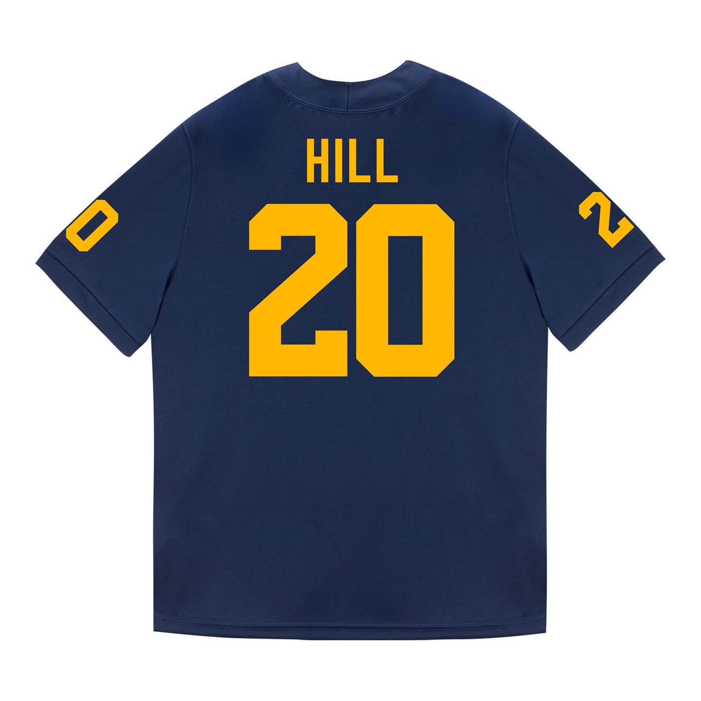 Michigan Wolverines #20 Jyaire Hill Student Athlete Blue Football Jersey - Back View