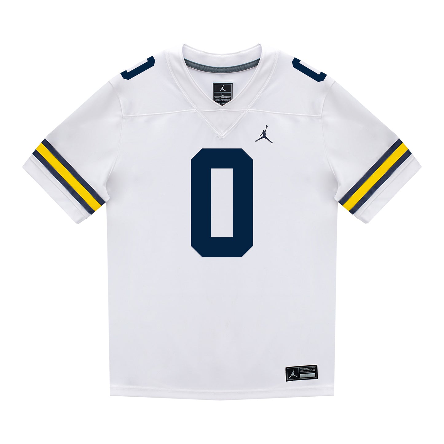 Michigan Wolverines #0 Semaj Morgan Student Athlete White Football Jersey - Front View