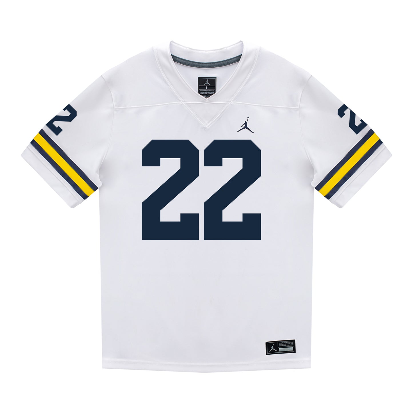 Michigan Wolverines #22 Justice Haynes Student Athlete White Football Jersey In White - Front View