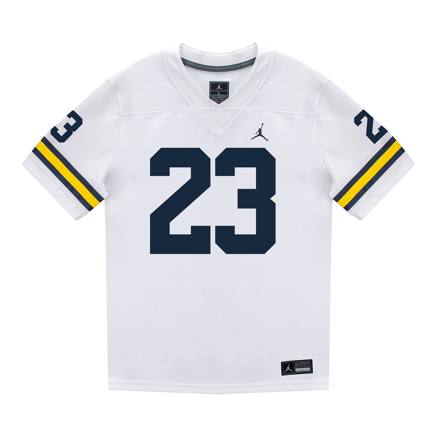 Michigan Wolverines #23 Jordan Marshall Student Athlete White Football Jersey In White - Front View