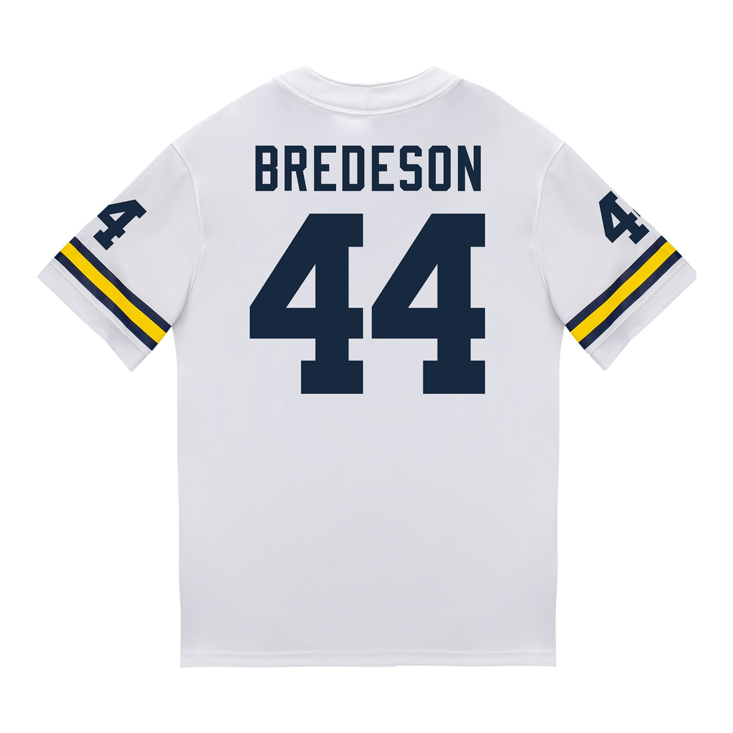 Michigan Wolverines #44 Max Bredeson Student Athlete White Football Jersey In White - Back View