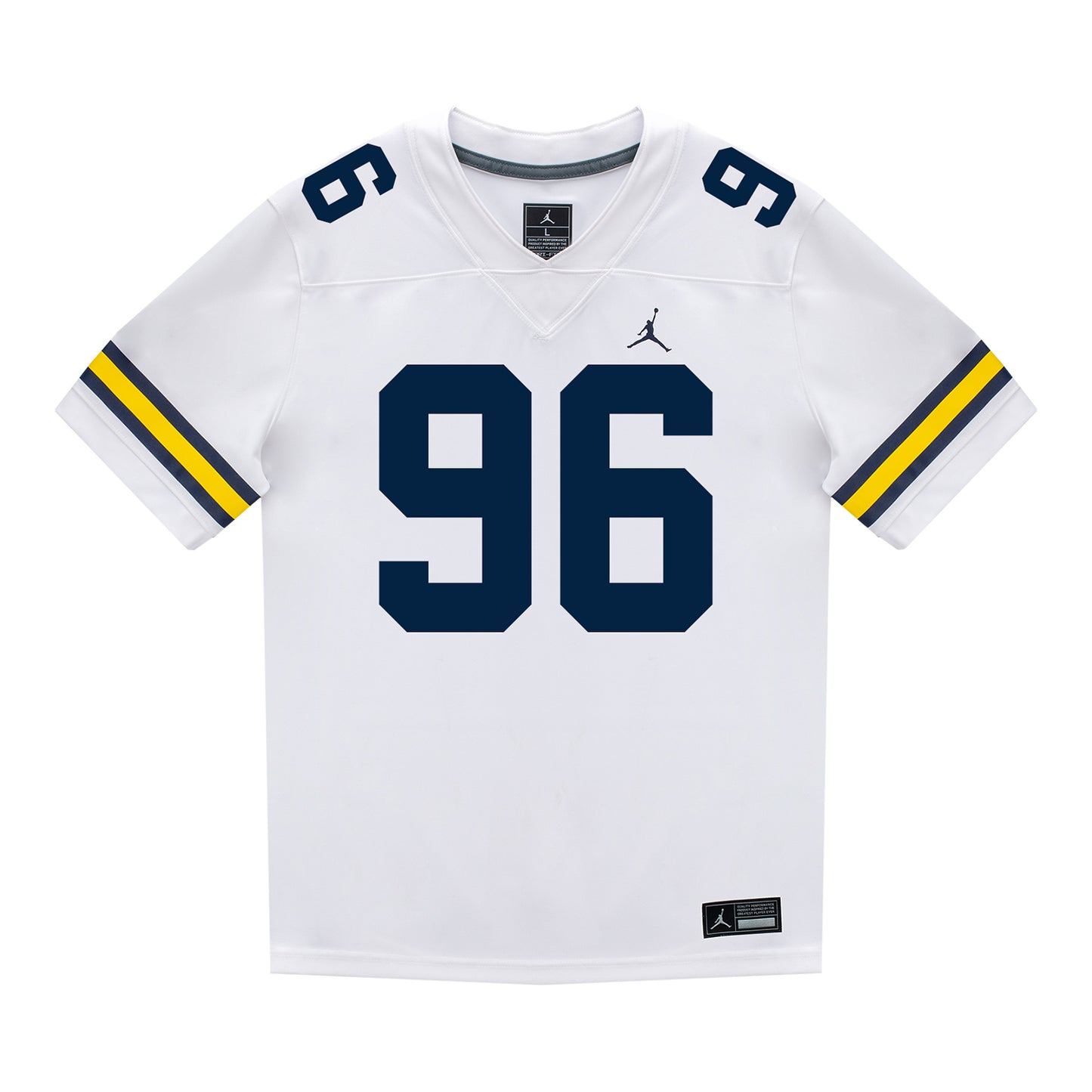 Michigan Wolverines #96 Dominic Zvada Student Athlete White Football Jersey - Front View