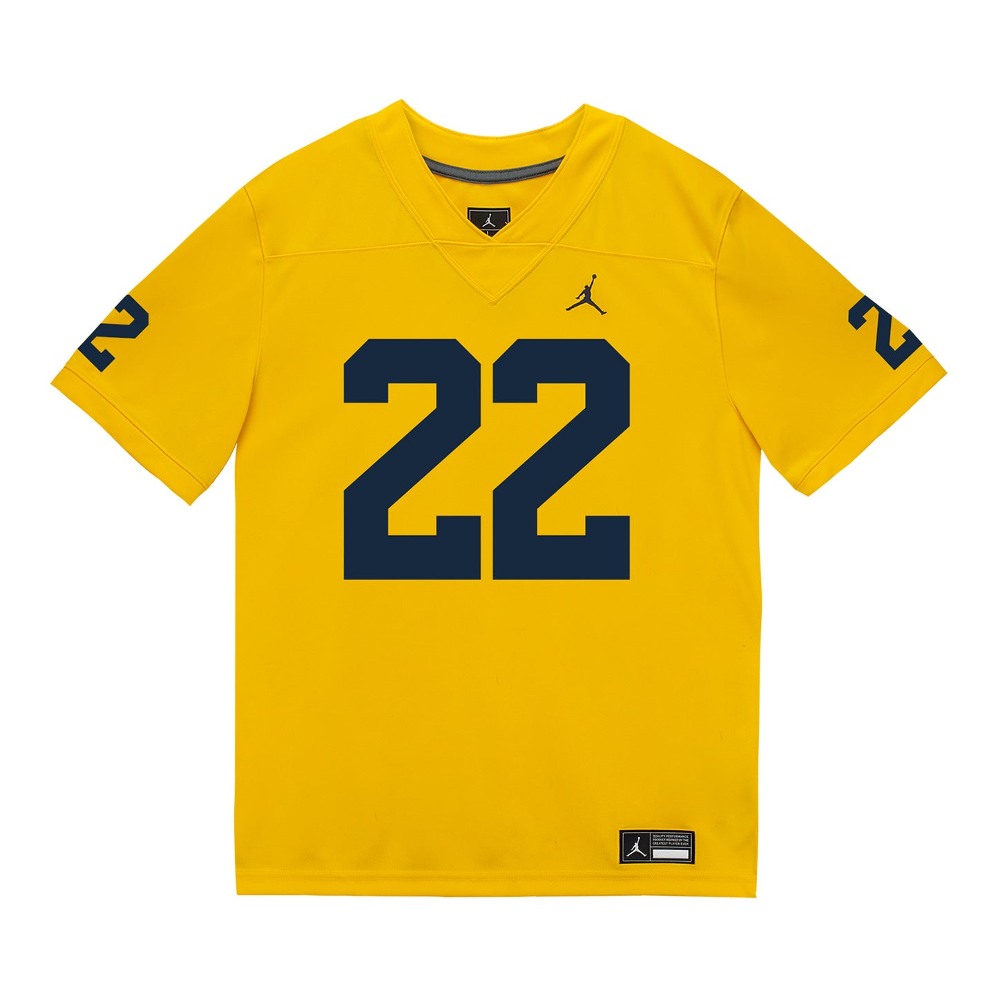 Michigan Wolverines #22 Justice Haynes Student Athlete Maize Football Jersey - Front View