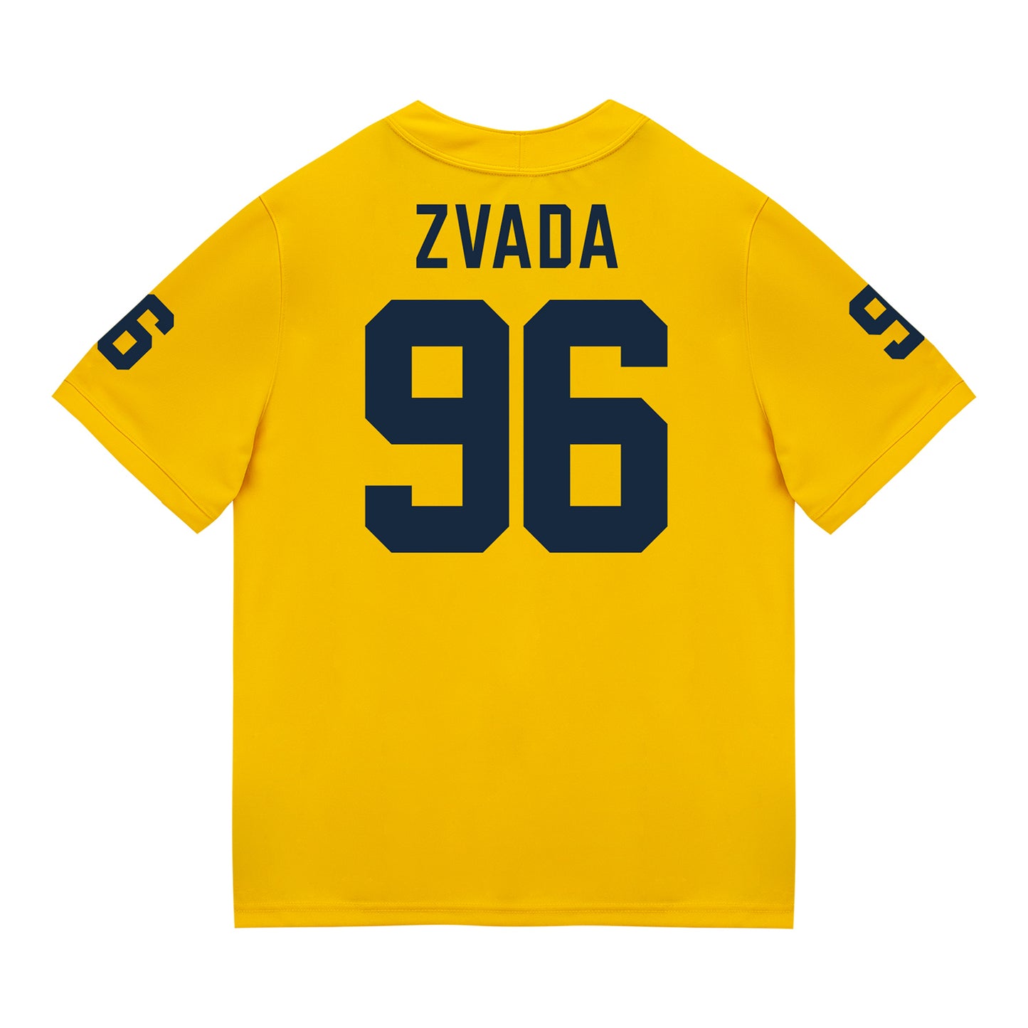 Michigan Wolverines #96 Dominic Zvada Student Athlete Maize Football Jersey - Back View