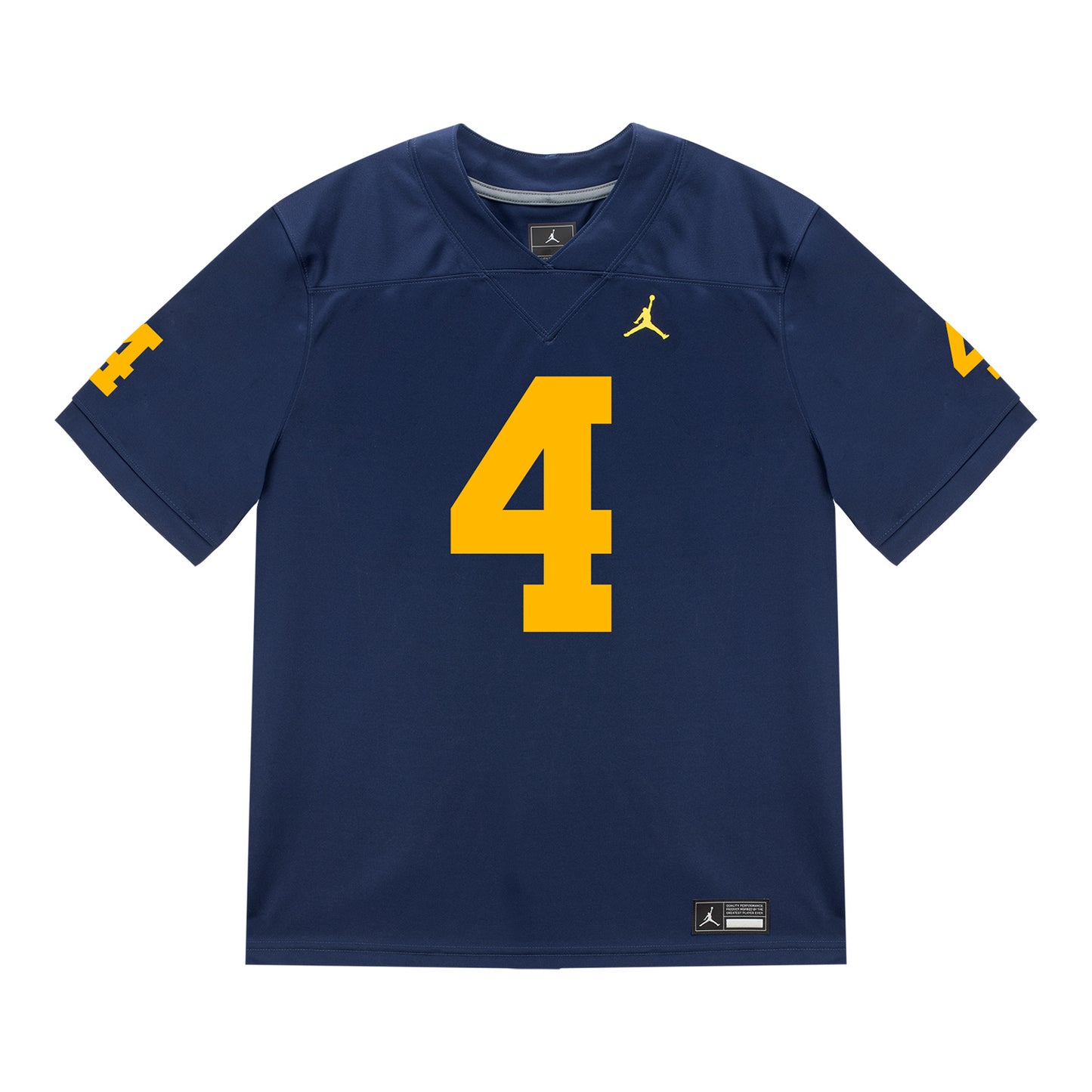 Michigan Wolverines #4 Andrew Marsh Student Athlete Blue Football Jersey - Front View