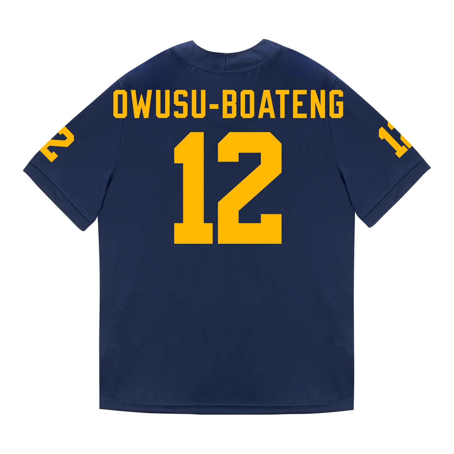 Michigan Wolverines #12 Nathaniel Owusu-Boateng Student Athlete Blue Football Jersey - Front View