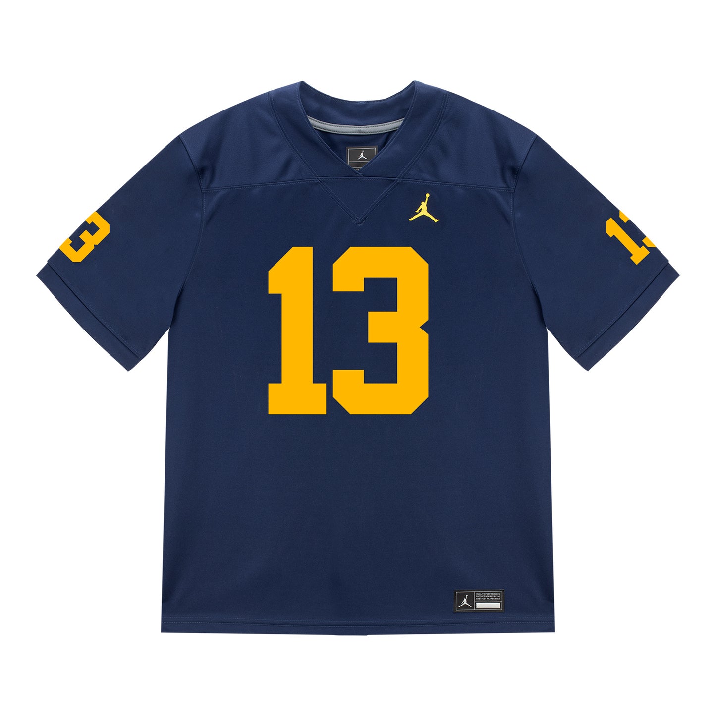 Michigan Wolverines #13 Caleb Anderson Student Athlete Blue Football Jersey - Front View