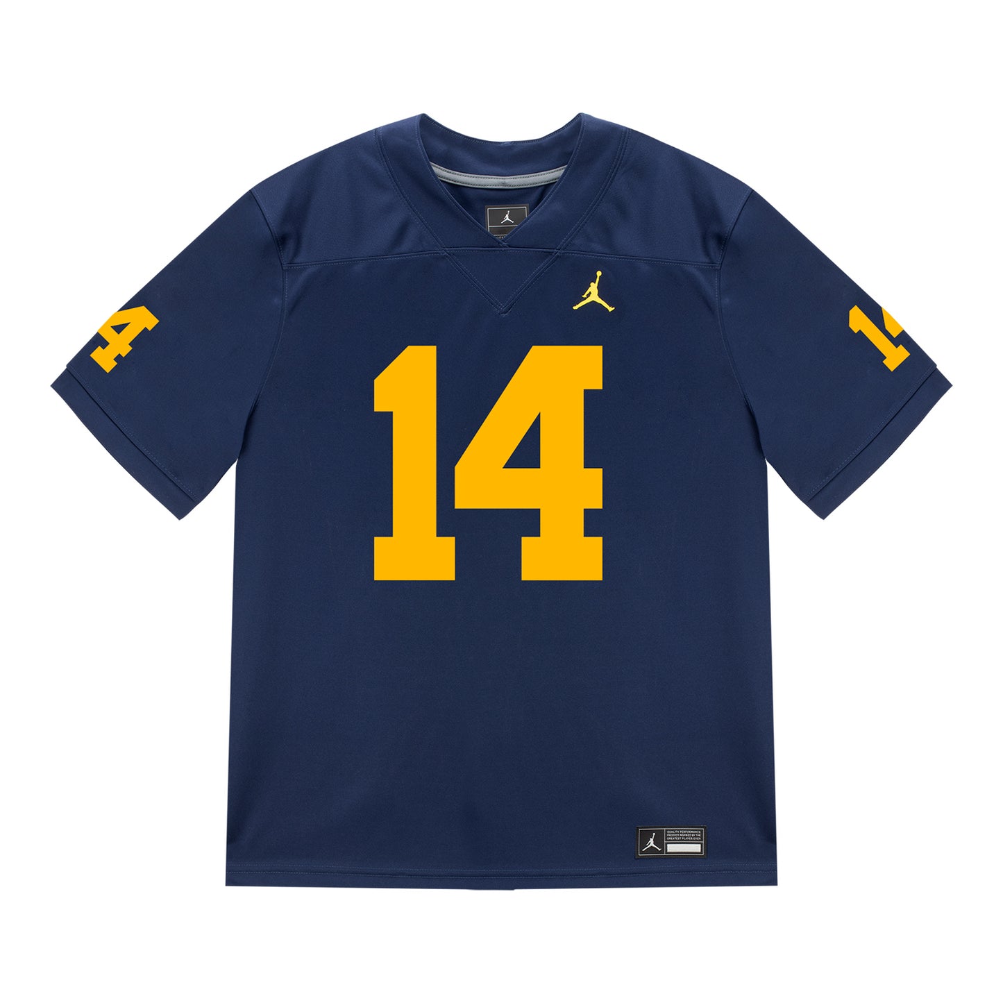 Michigan Wolverines #14 Jordan Young Student Athlete Blue Football Jersey - Front View