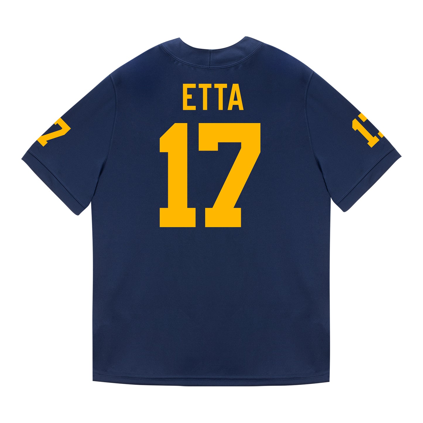 Michigan Wolverines #17 Enow Etta Student Athlete Blue Football Jersey - Back View