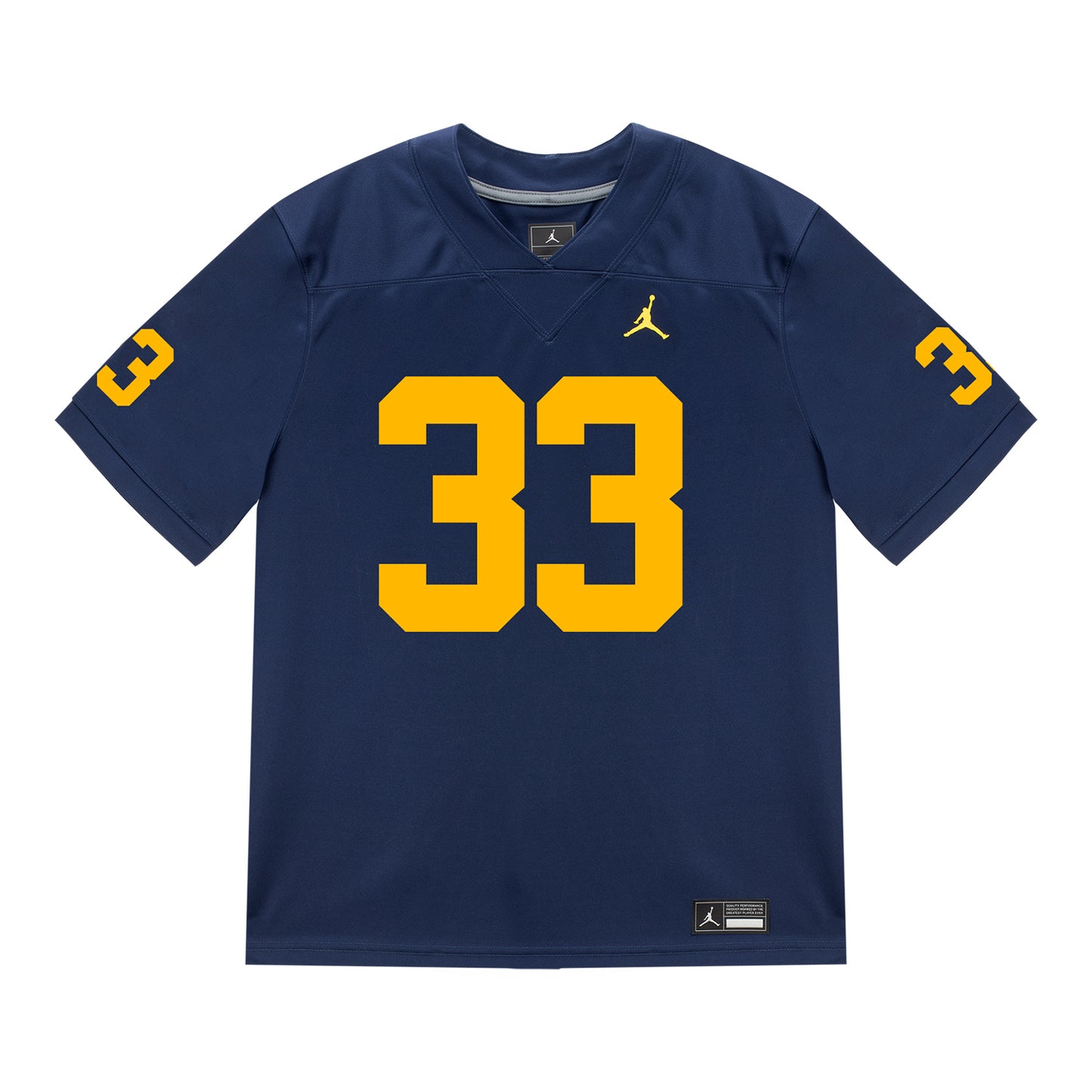 Michigan Wolverines #33 Dominic Nichols Student Athlete Blue Football Jersey - Front View