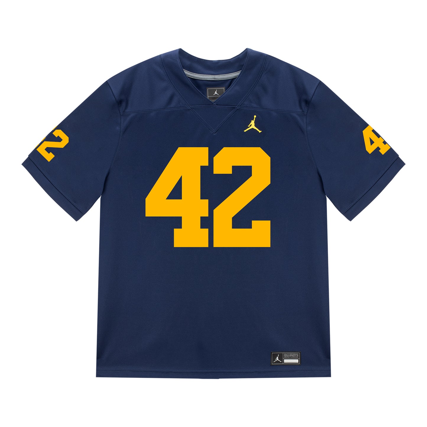 Michigan Wolverines #42 Jalen Hoffman Student Athlete Blue Football Jersey - Front View