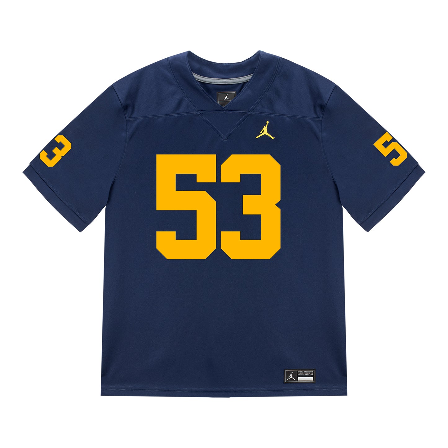 Michigan Wolverines #53 Jake Guarnera Student Athlete Blue Football Jersey - Front View