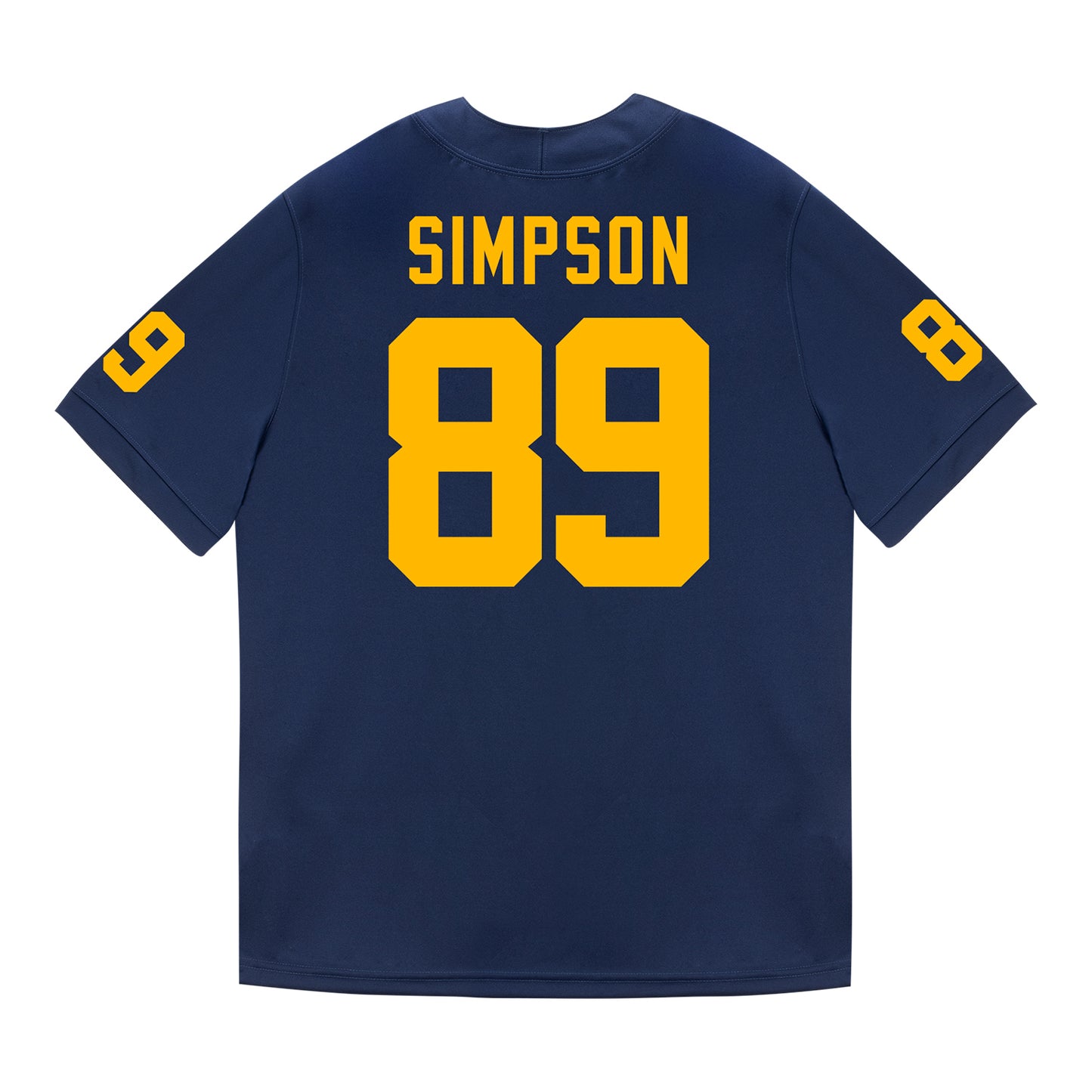 Michigan Wolverines #89 Anthony Simpson Student Athlete Blue Football Jersey - Back View