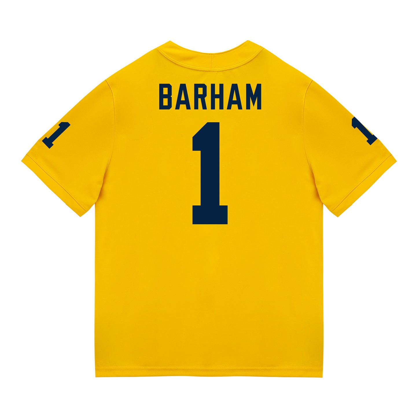 Michigan Wolverines #1 Jaishawn Barham Student Athlete Maize Football Jersey - Back View