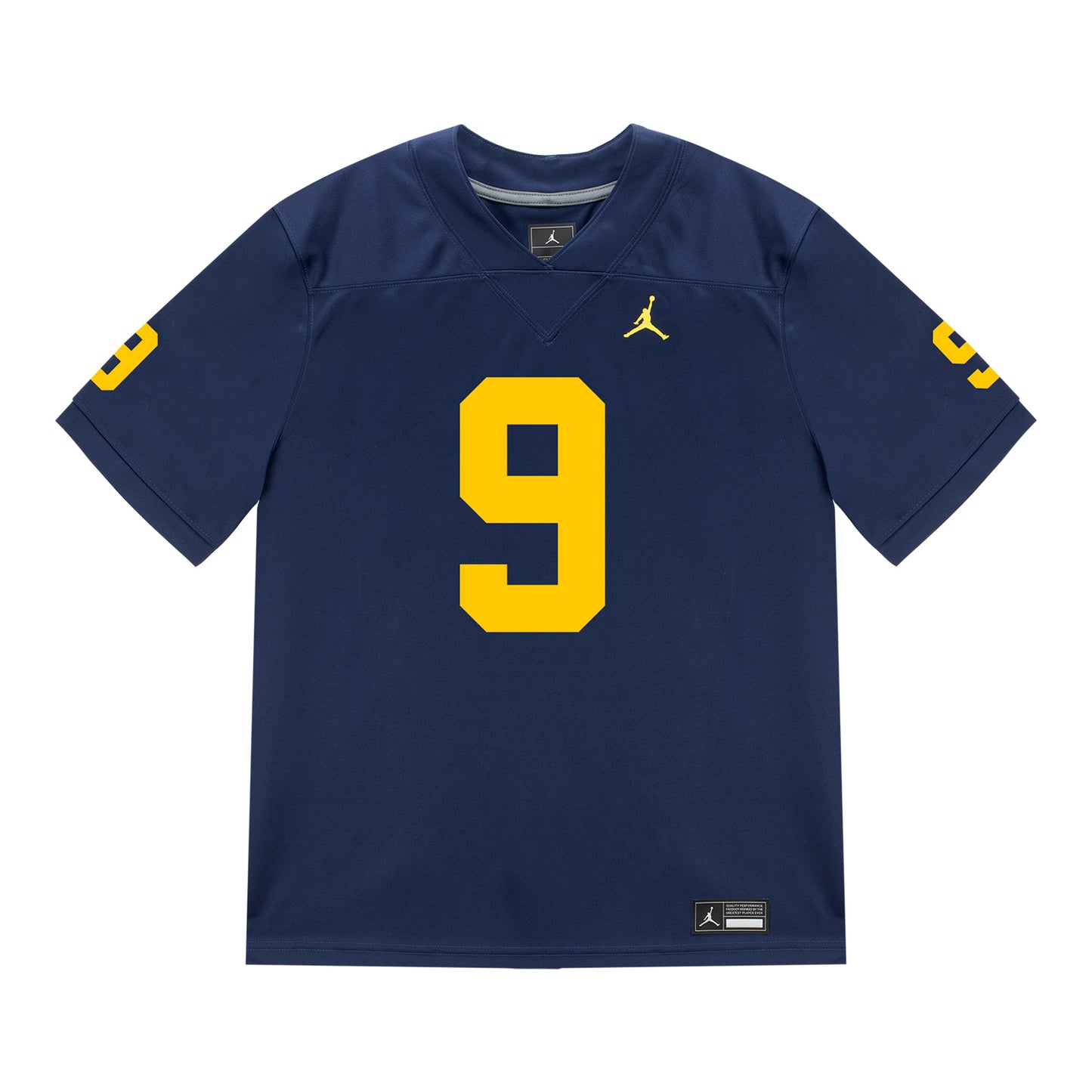Michigan Wolverines #9 Cameron Brandt Student Athlete Blue Football Jersey - Front View