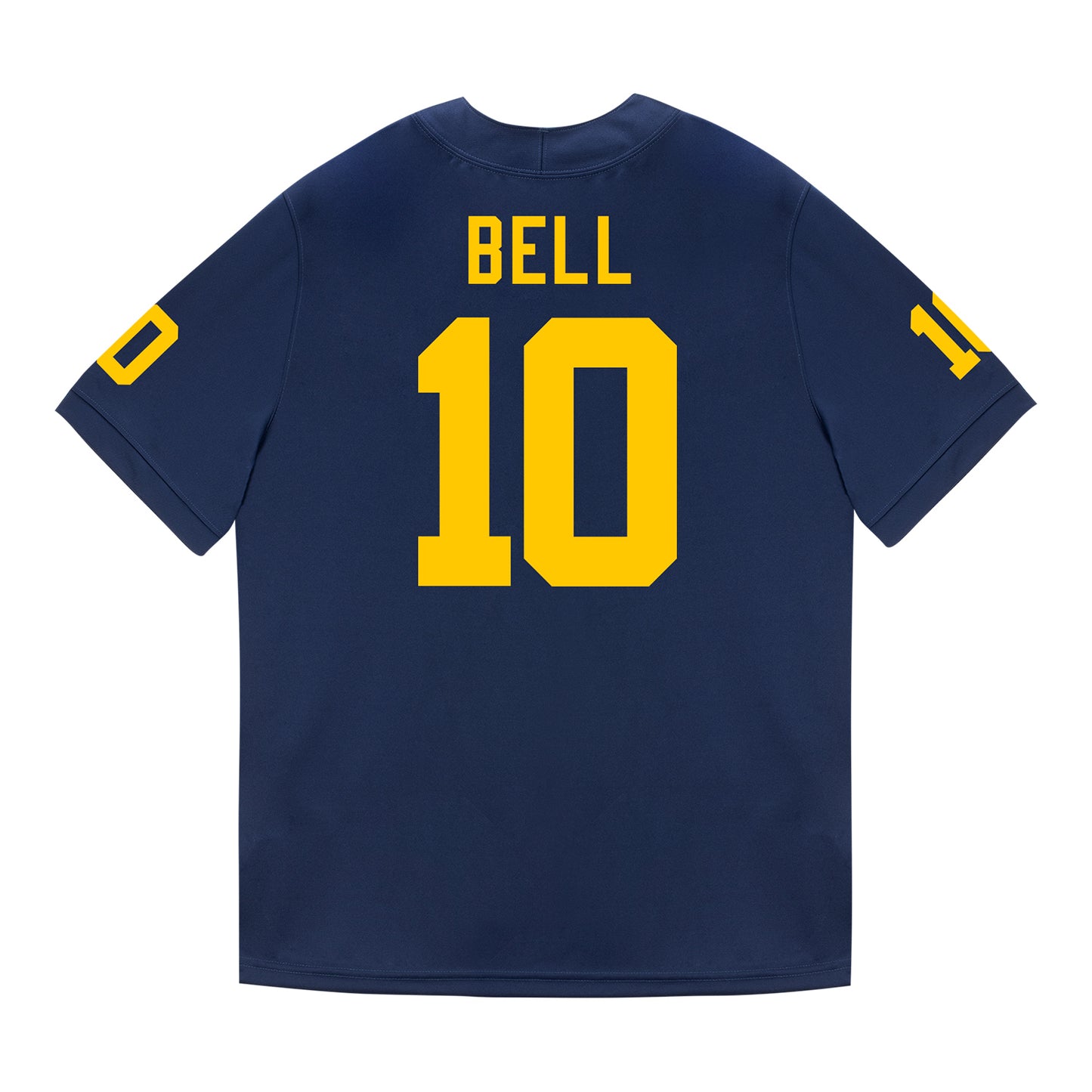 Michigan Wolverines #10 Kendrick Bell Student Athlete Blue Football Jersey - Back View