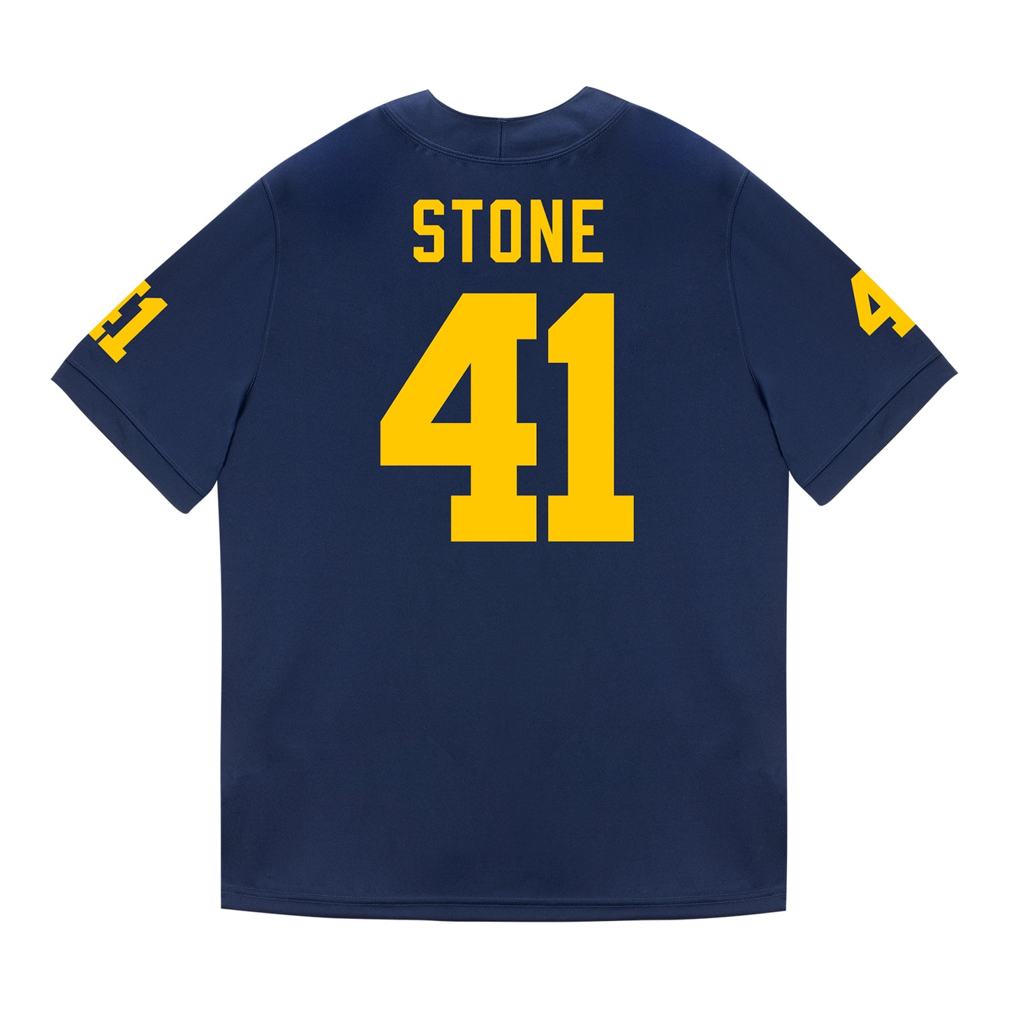 Michigan Wolverines #41 Shomari Stone Student Athlete Blue Football Jersey - Back View