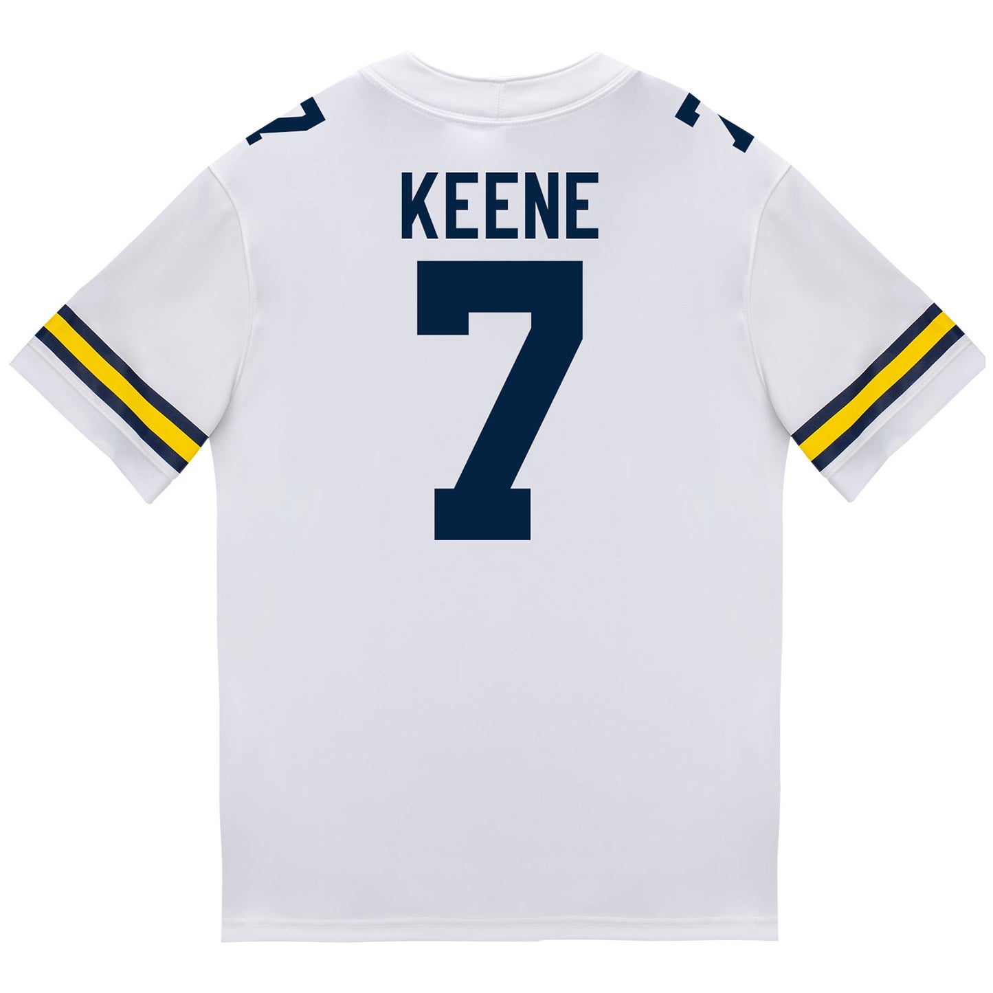 Michigan Wolverines #7 Mikey Keene Student Athlete White Football Jersey - Back View