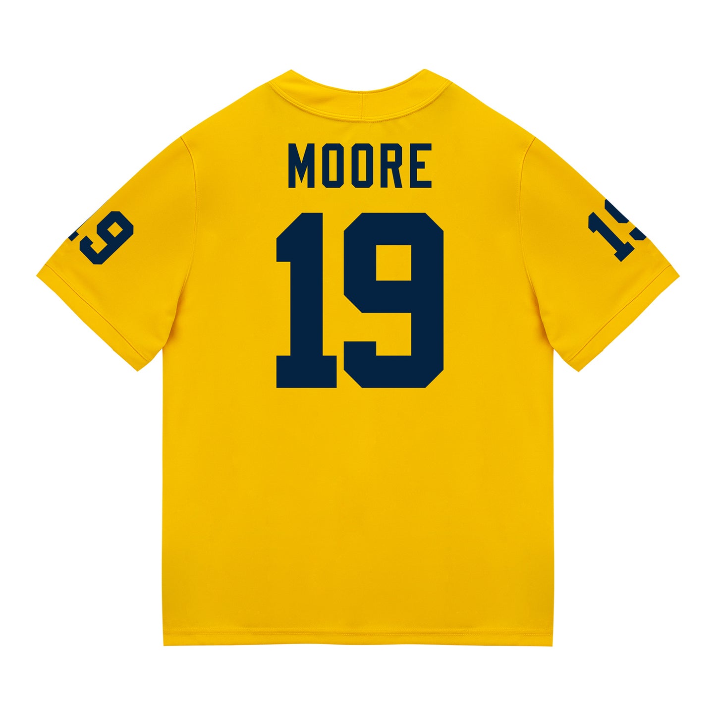 Michigan Wolverines #19 Rod Moore Student Athlete Maize Football Jersey - Back View